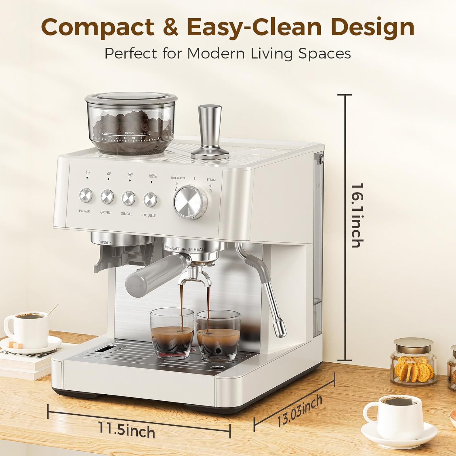 COWSAR 15-Bar Expresso Coffee Machines, Commercial Espresso Machine with Grinder