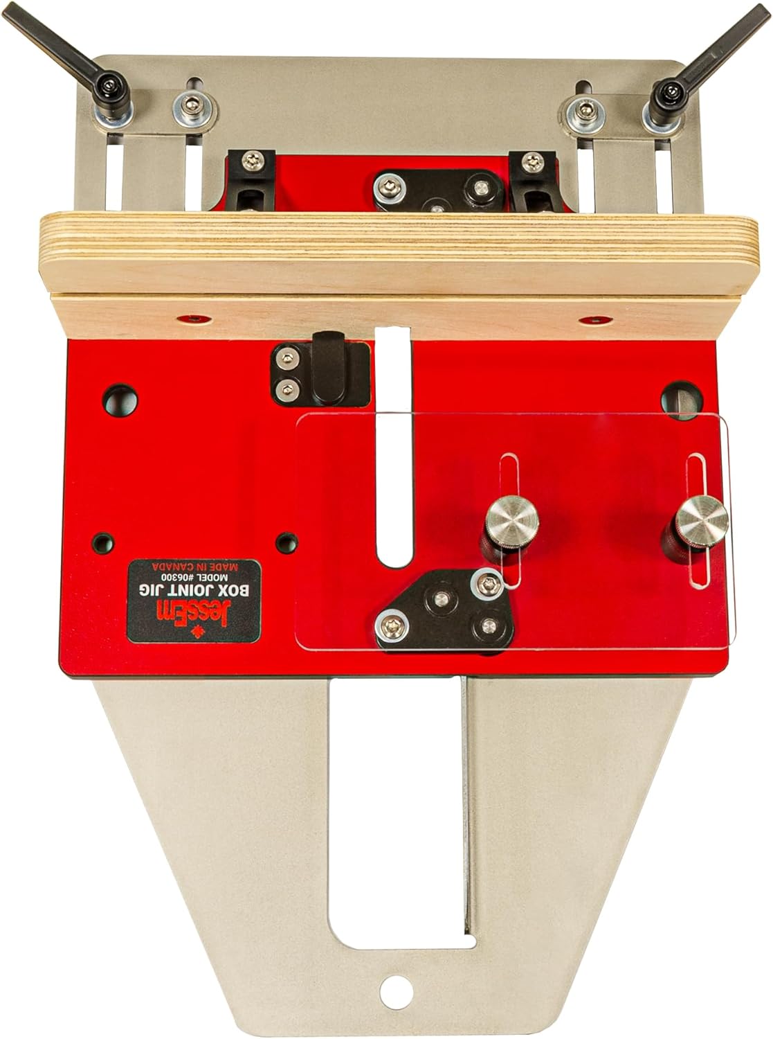 JessEm 06300 Box Joint & Finger Joint Jig for Router Tables, 3 Key Sizes | 1/4", 3/8" and 1/2" aluminum indexing keys with bearing-glide sled