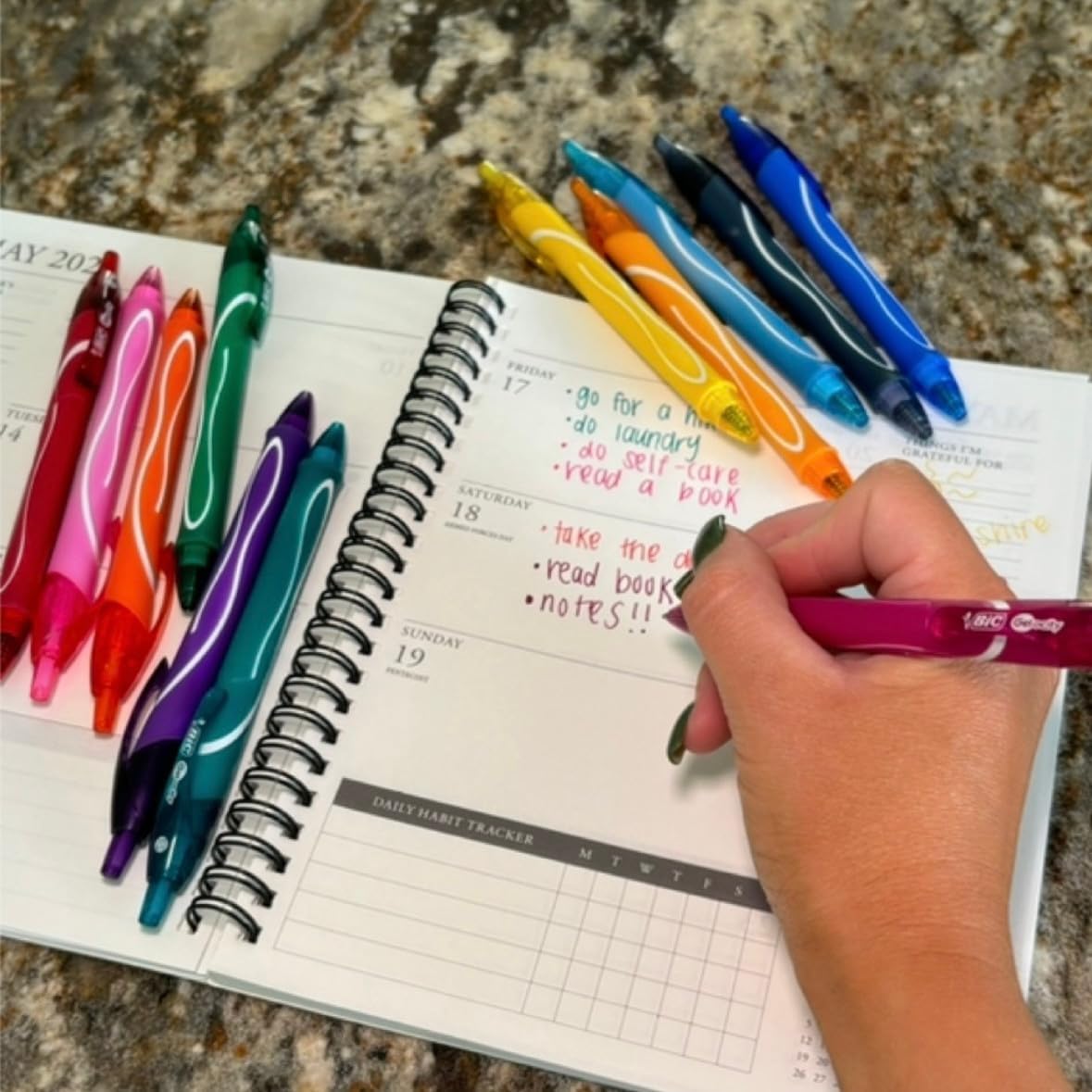 BIC Gelocity Quick Dry Gel Pens, Medium Point, 0.7 mm, 8-Count Pack | Full-Length Comfort Grip, Smudge-Resistant Quick Dry Ink, Ideal for School Supplies and Color-Coding Notes