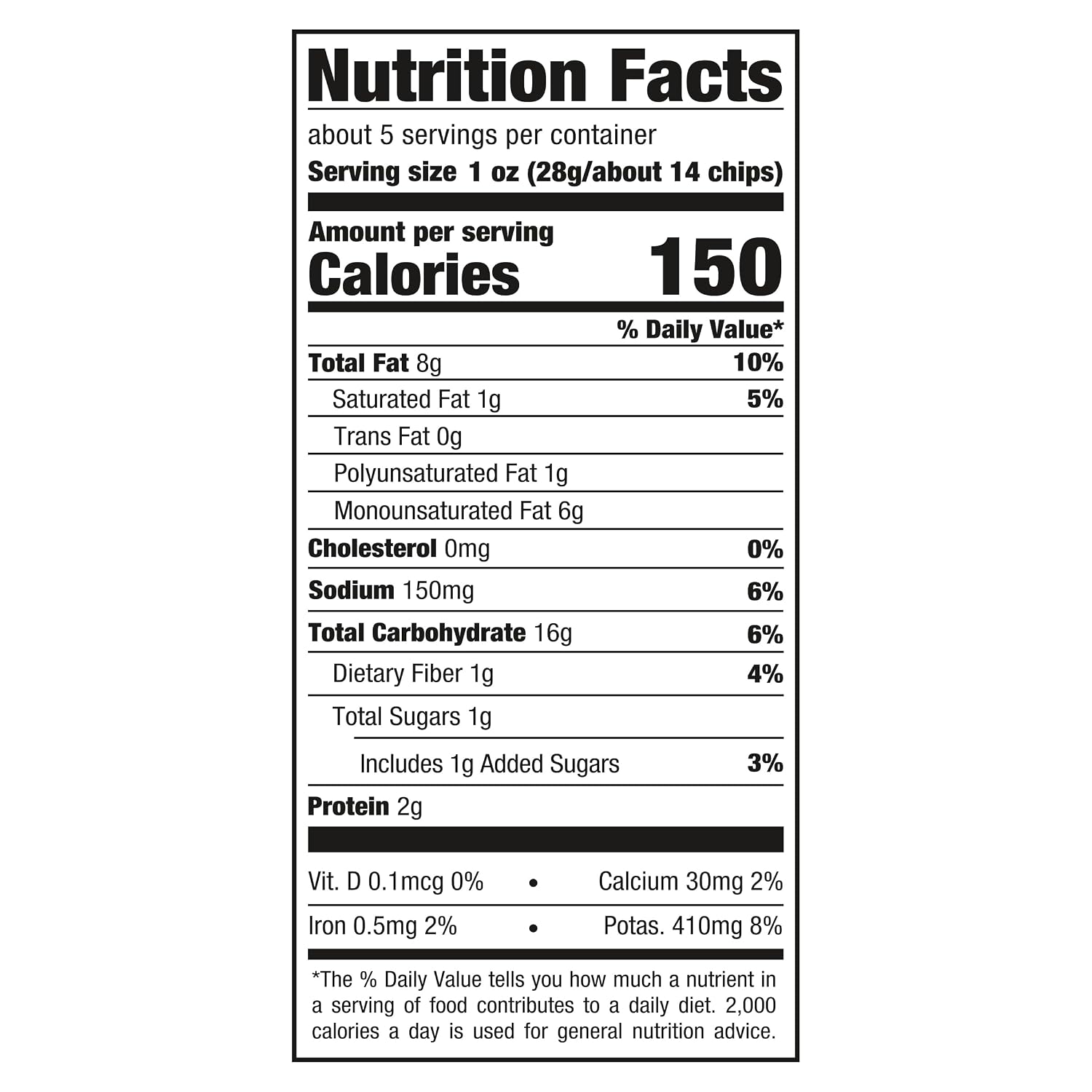 Boulder Canyon Avocado Oil Sea Salt Potato Chips 6 Count, 1.25 OZ