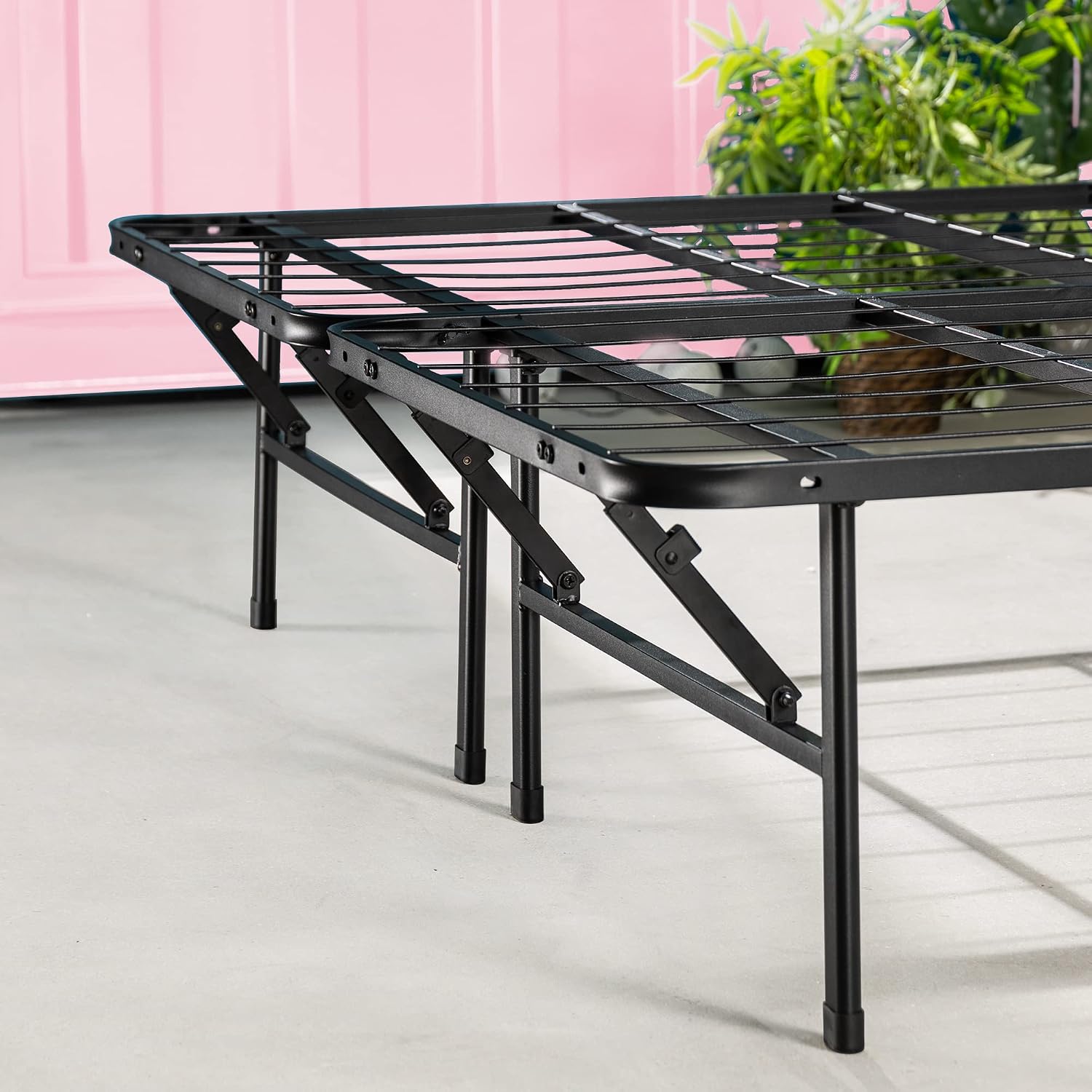 Zinus SmartBase Tool-Free Assembly Mattress Foundation, 14 Inch Metal Platform Bed Frame, No Box Spring Needed, Sturdy Steel Frame, Underbed Storage, Black, Queen