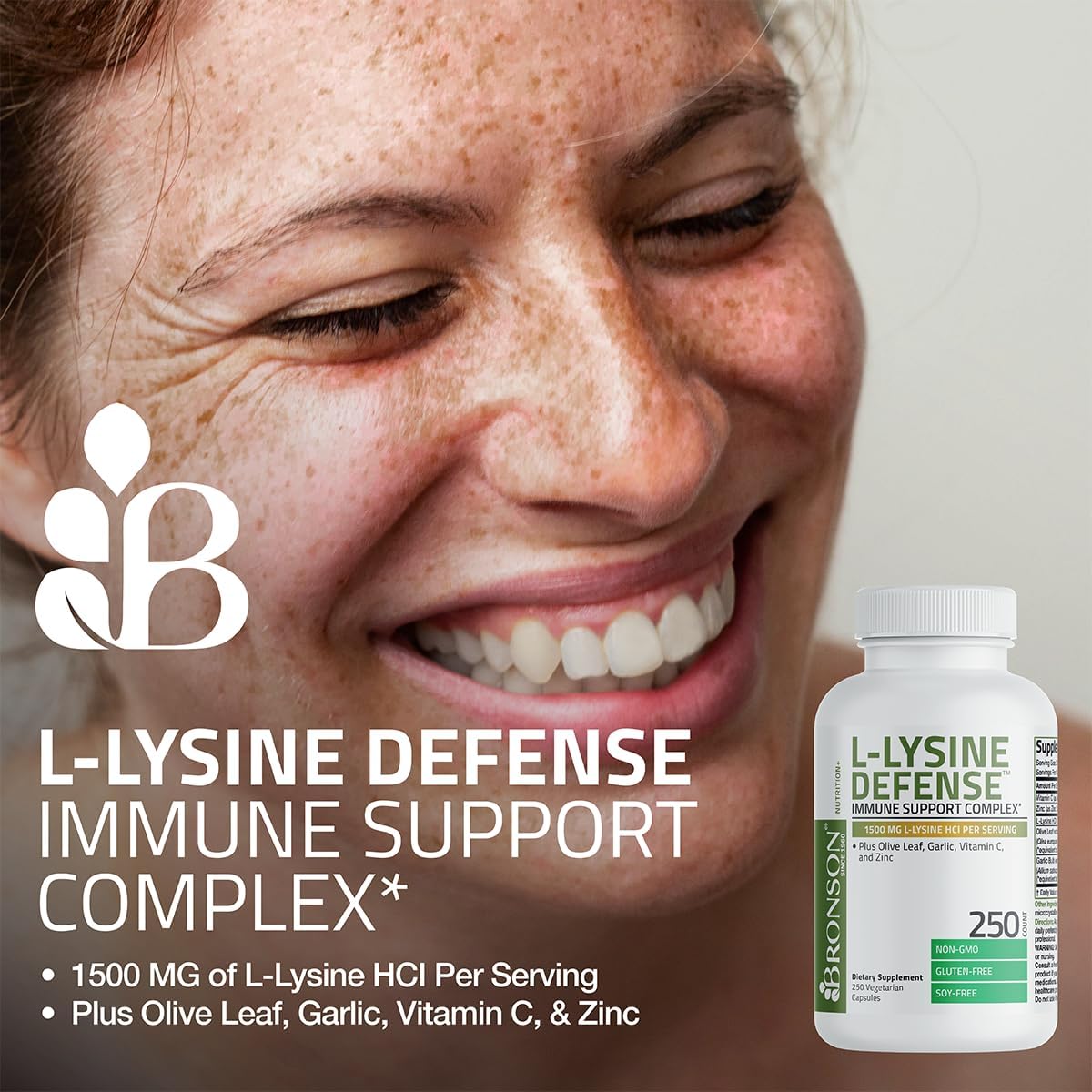 Bronson L-Lysine Defense Immune Support Complex, 1500 mg, 90 Capsules