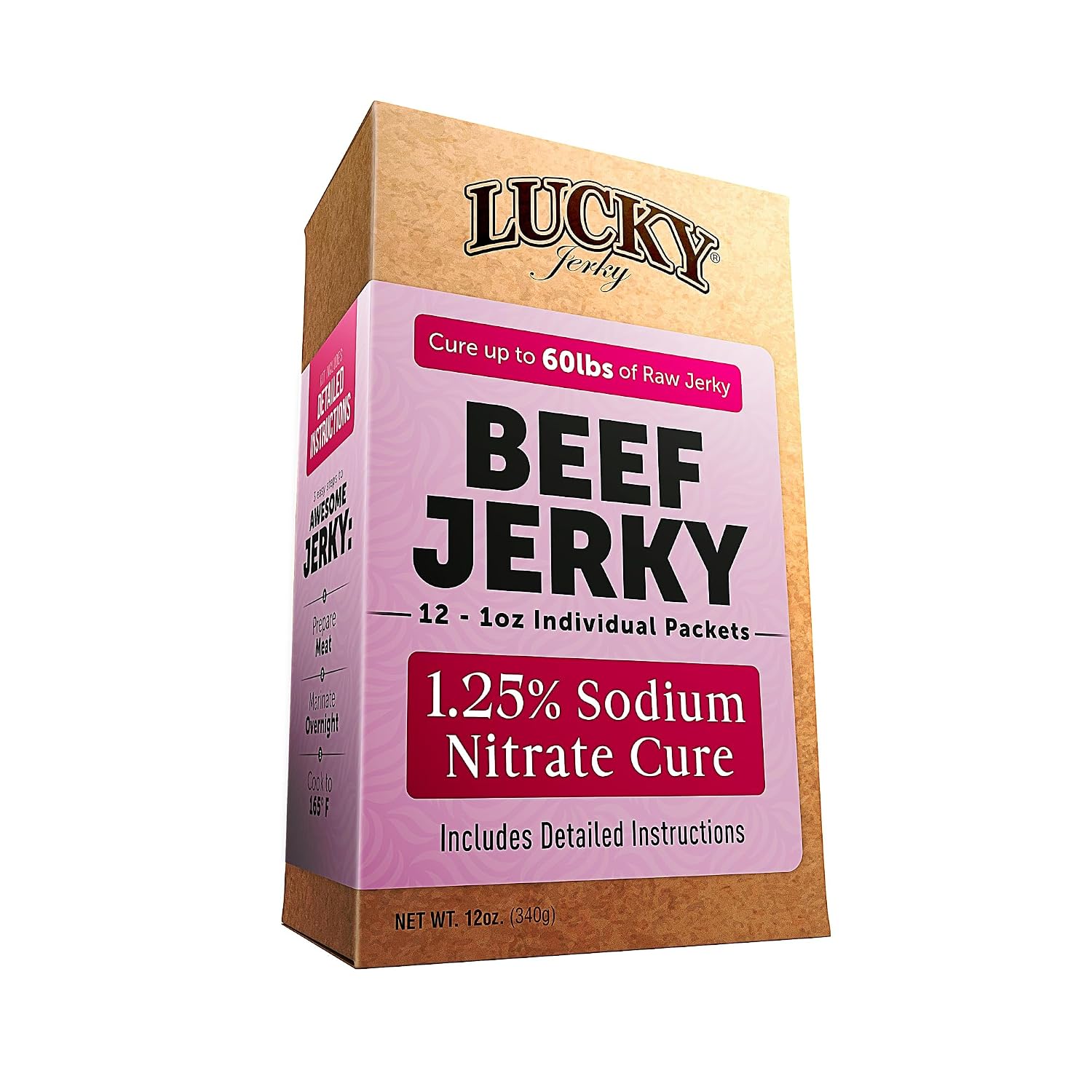 Lucky Jerky Ultimate Savory DIY Beef Jerky Seasoning and Cure Kit, 12 Oz | Make Your Own with Original, BBQ, Teriyaki, and Sweet & Spicy, Seasons 5 lbs per Flavor, 20 lbs Total