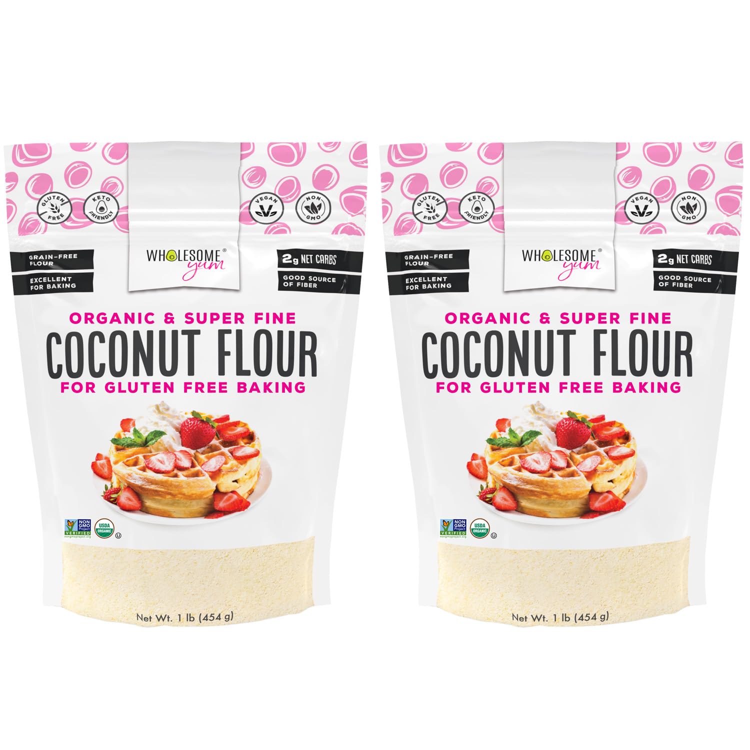 Wholesome Yum Premium Organic Coconut Flour For Baking, Keto, Gluten Free