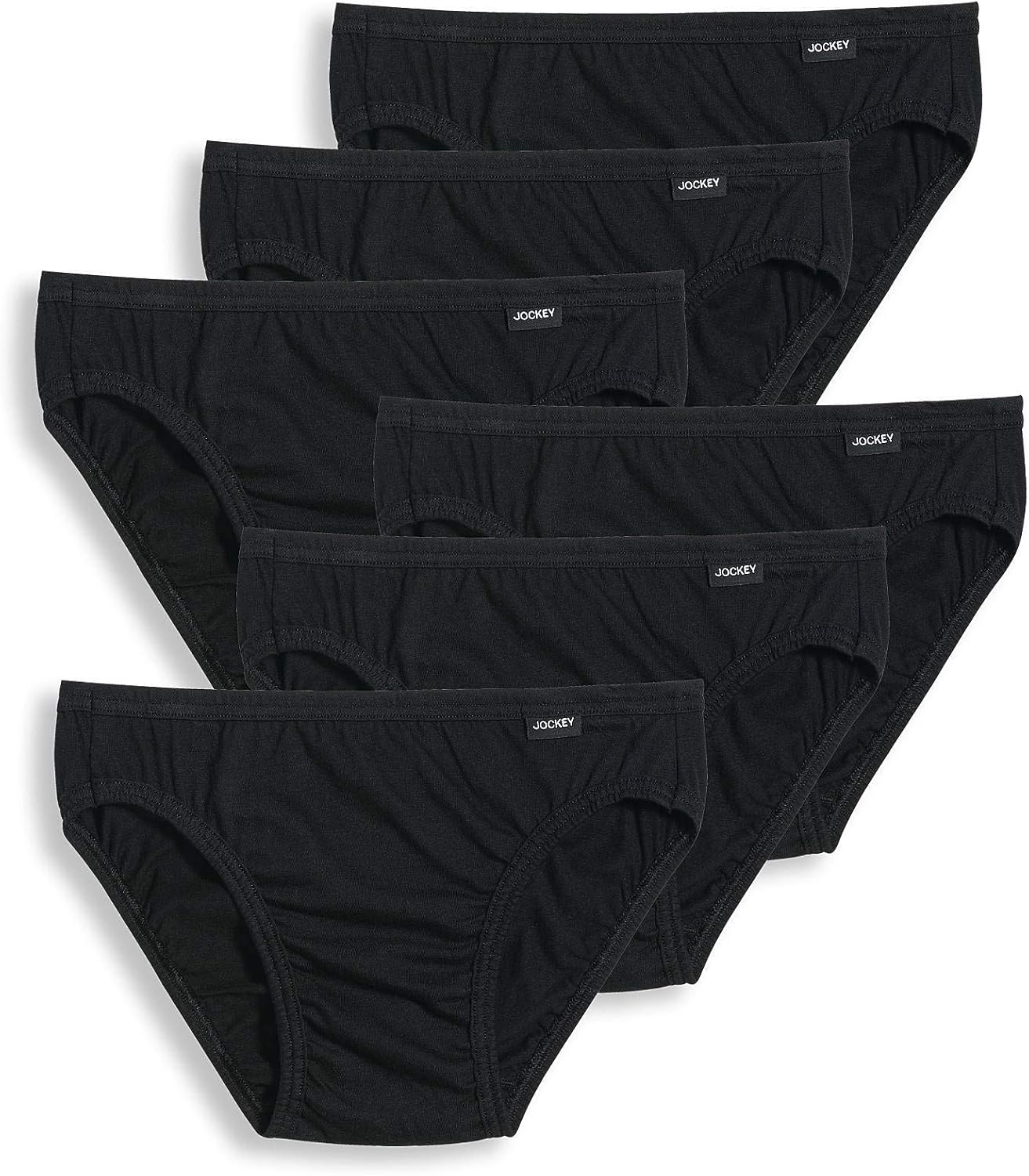 Jockey Men's Underwear Elance Bikini - 6 Pack, Black, M