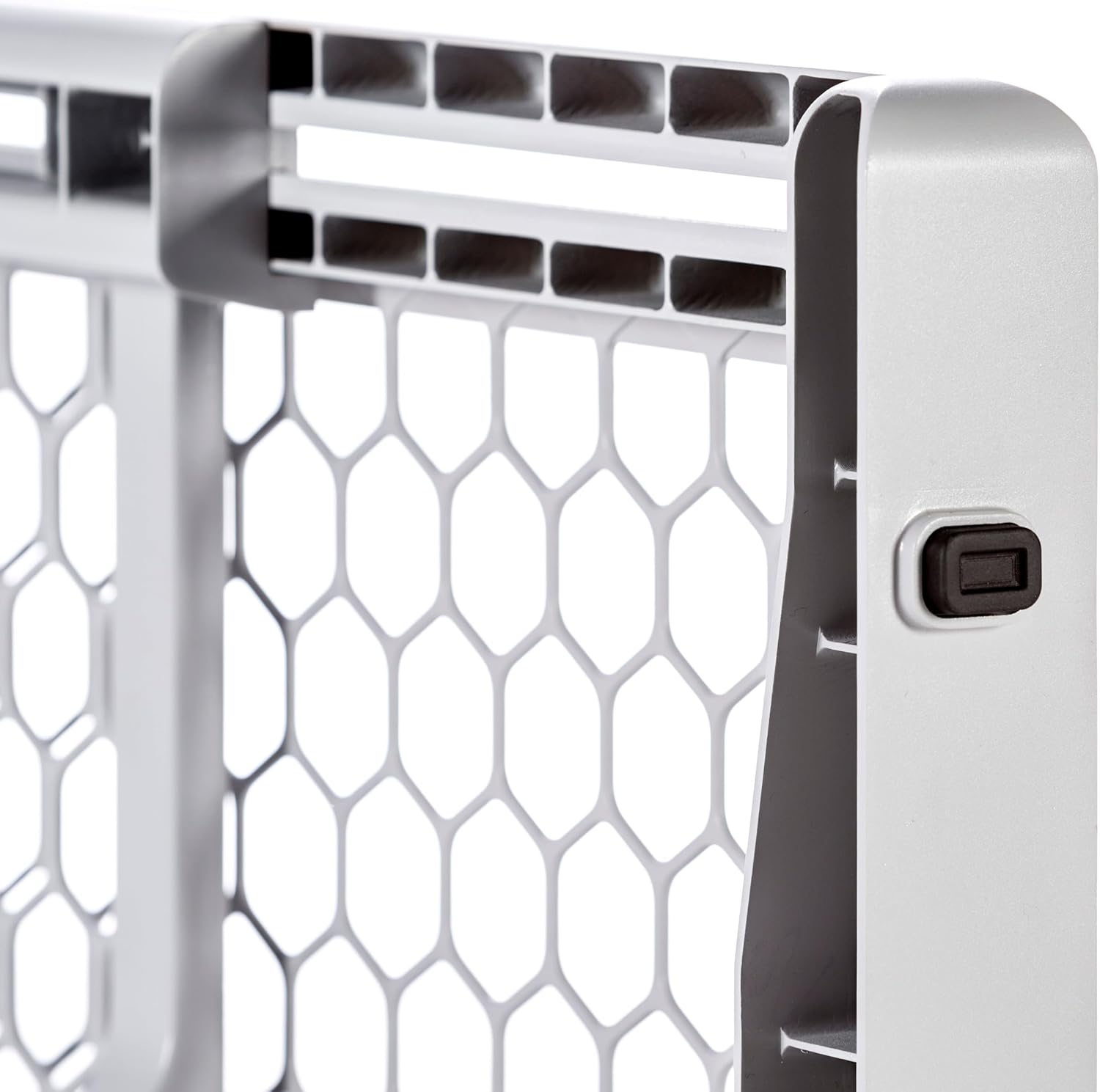 Regalo Safety 28"-42" Extra Wide Baby Gate, Bottom of Stairs & Doorways | Pressure Mounted & Adjustable, For Babies, Toddlers & Pets, Plastic, Gray, Tested & Trusted for 30 Years