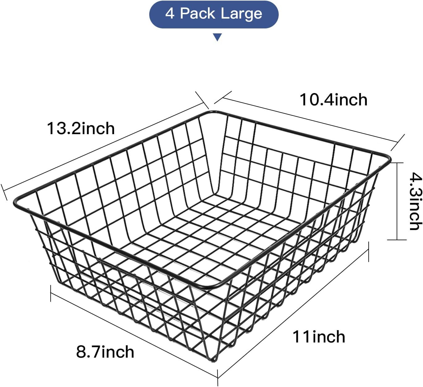 Wire Baskets for Organizing 4 Pack Pantry Baskets For Storage 11x8.7x4.7in