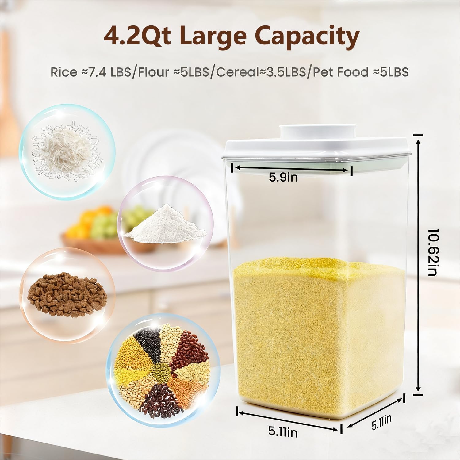 Melovom Pop Food Storage Containers Set Airtight Food Storage Containers with Pop Lids, Kitchen Pantry Organization and Storage, BPA Free, 2 x 2.8Qt