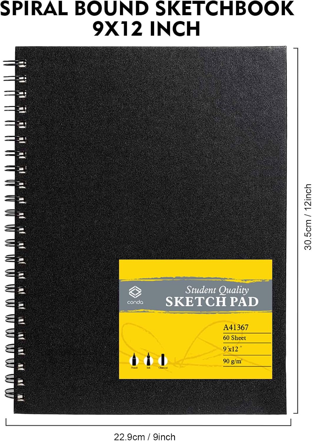 conda 8.5"x11" Sketch Book, 80 Sheets (68 lb/100gsm), Spiral Bound Artist Sketch Pad, Durable Acid Free Drawing Paper for Drawing Painting