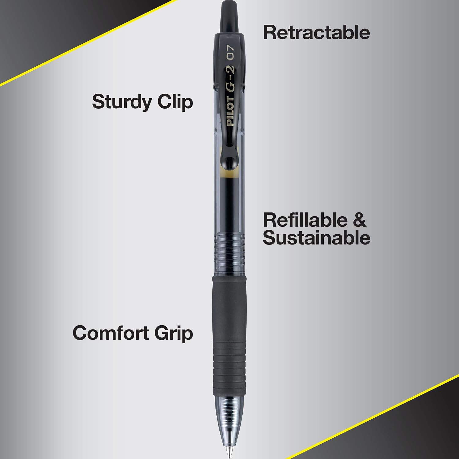 PILOT G2 Pens, 0.7mm, Black Ink, 12-Pack