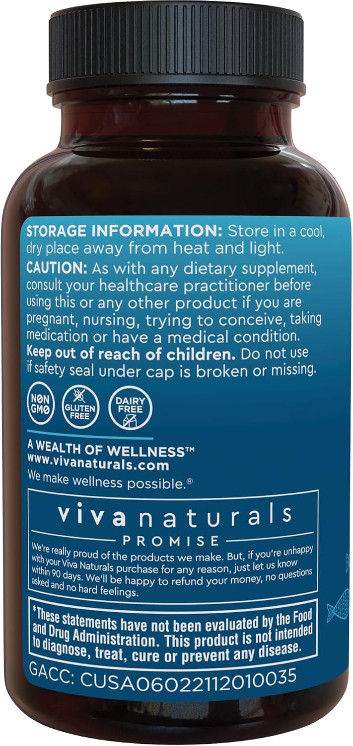 Viva Naturals Triple Strength Omega 3 Fish Oil Pills – 2500 mg High-Potency Formula with 2250 mg Omega 3 Fatty Acids (Including EPA, DHA, DPA) in rTG Form for Absorption – IFOS Certified, 90 Softgels