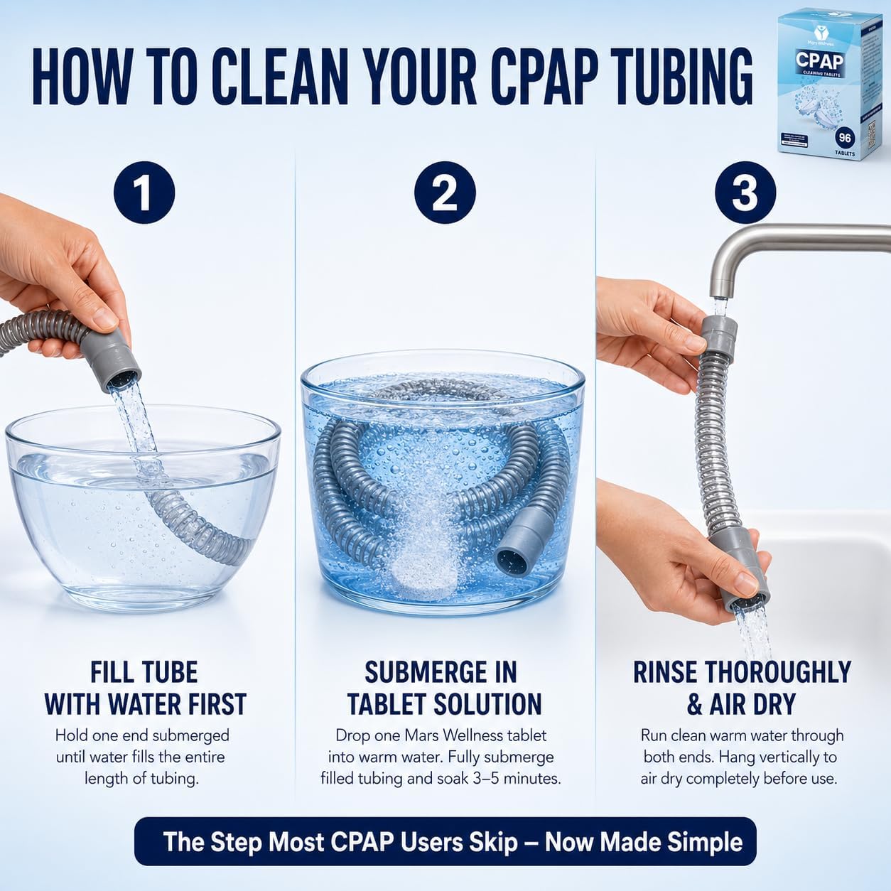 Mars Wellness CPAP Cleaning Tablets – 96 Count – CPAP Cleaner for Masks