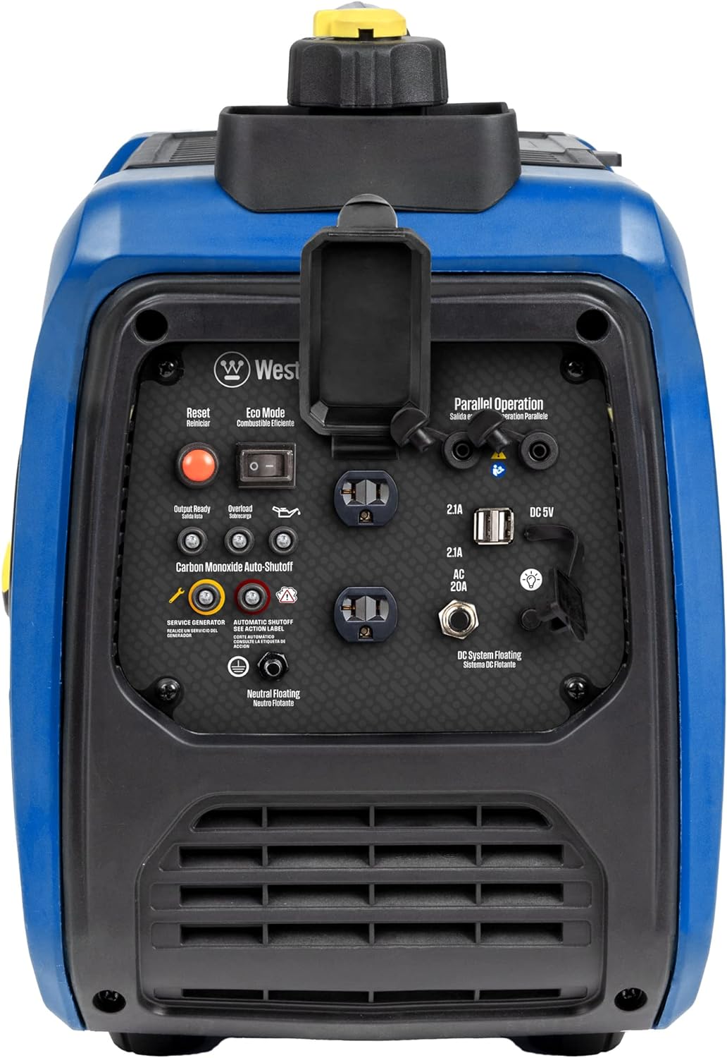 Westinghouse 1500 Peak Watt Super Quiet & Lightweight Portable Inverter Generator, Gas Powered, CO Sensor, Parallel Capable, Long Run Time,Blue