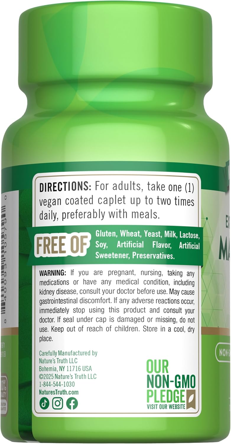 Nature's Truth Magnesium Supplement | 250 mg | 100 Caplets | Vegan, Non-GMO & Gluten Free
