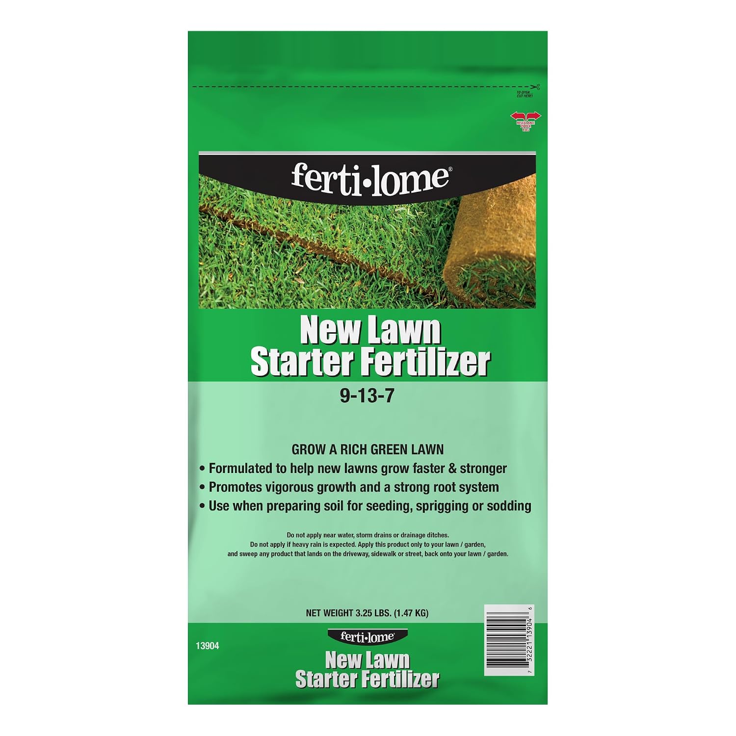 Fertilome (10906) New Lawn Starter Fertilizer 9-13-7, 20 lbs | 9-13-7 seed & sod starter - Develops roots before rapid growth, safe for new lawns - Lawn starters