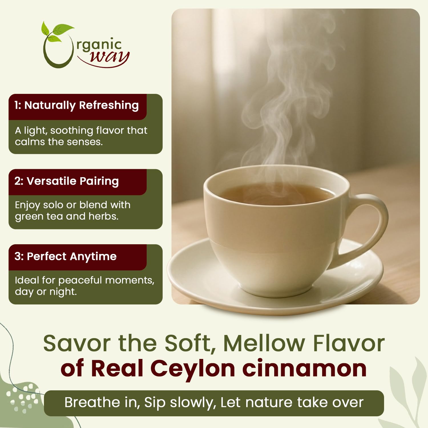 Organic Way True Ceylon Cinnamon Cut & Sifted Origin - Sri Lanka (8 Ounce)