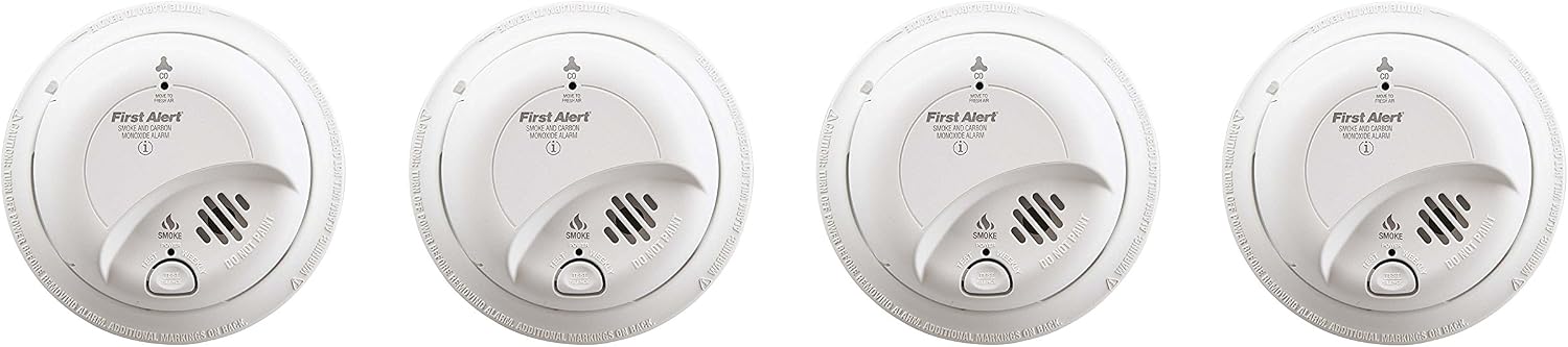 First Alert BRK SC-9120B xrHsEW Hardwired Smoke and Carbon Monoxide Alarm with Battery Backup, 4 Units