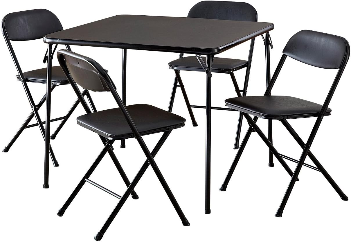 Mainstays 5 Piece Card Table and Chair Set, Black