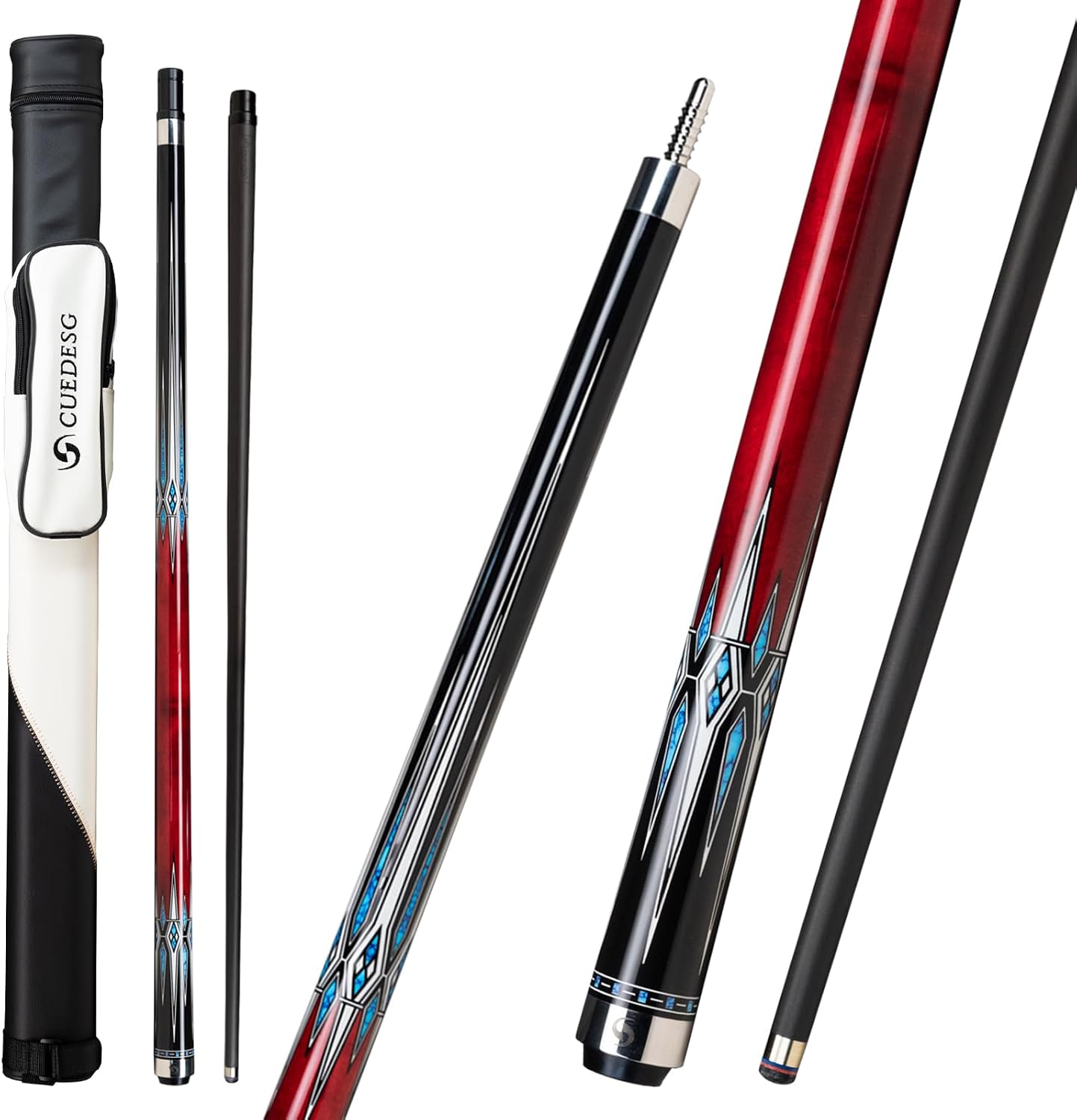 Carbon Fiber Pool Cue Stick 10.5mm/11.8mm/12.5mm,Low Deflection Pool Stick,Professional Cue Stick with Case