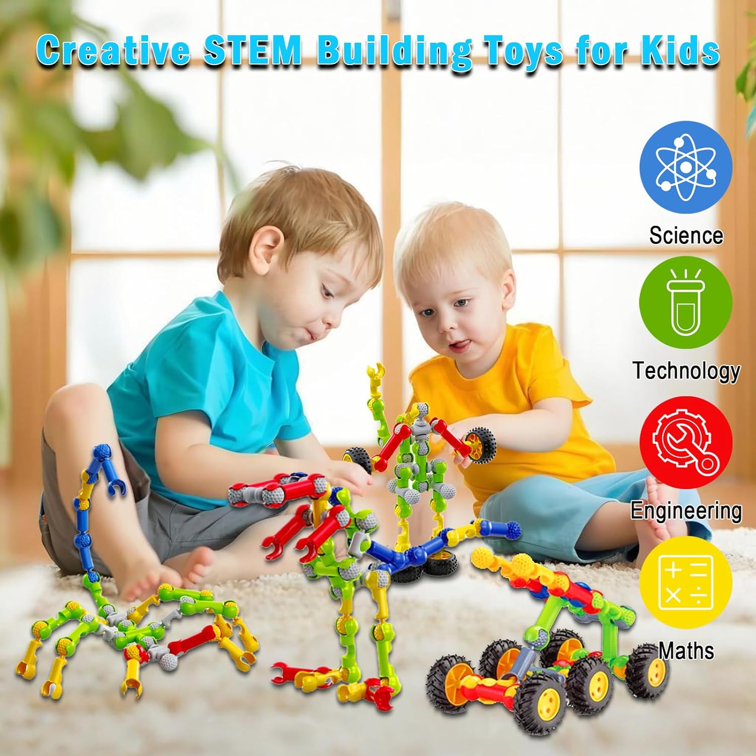 Huaker STEM Building Toys for 3 4 5 6 7 8 Year Old Boys Girls Birthday Gift