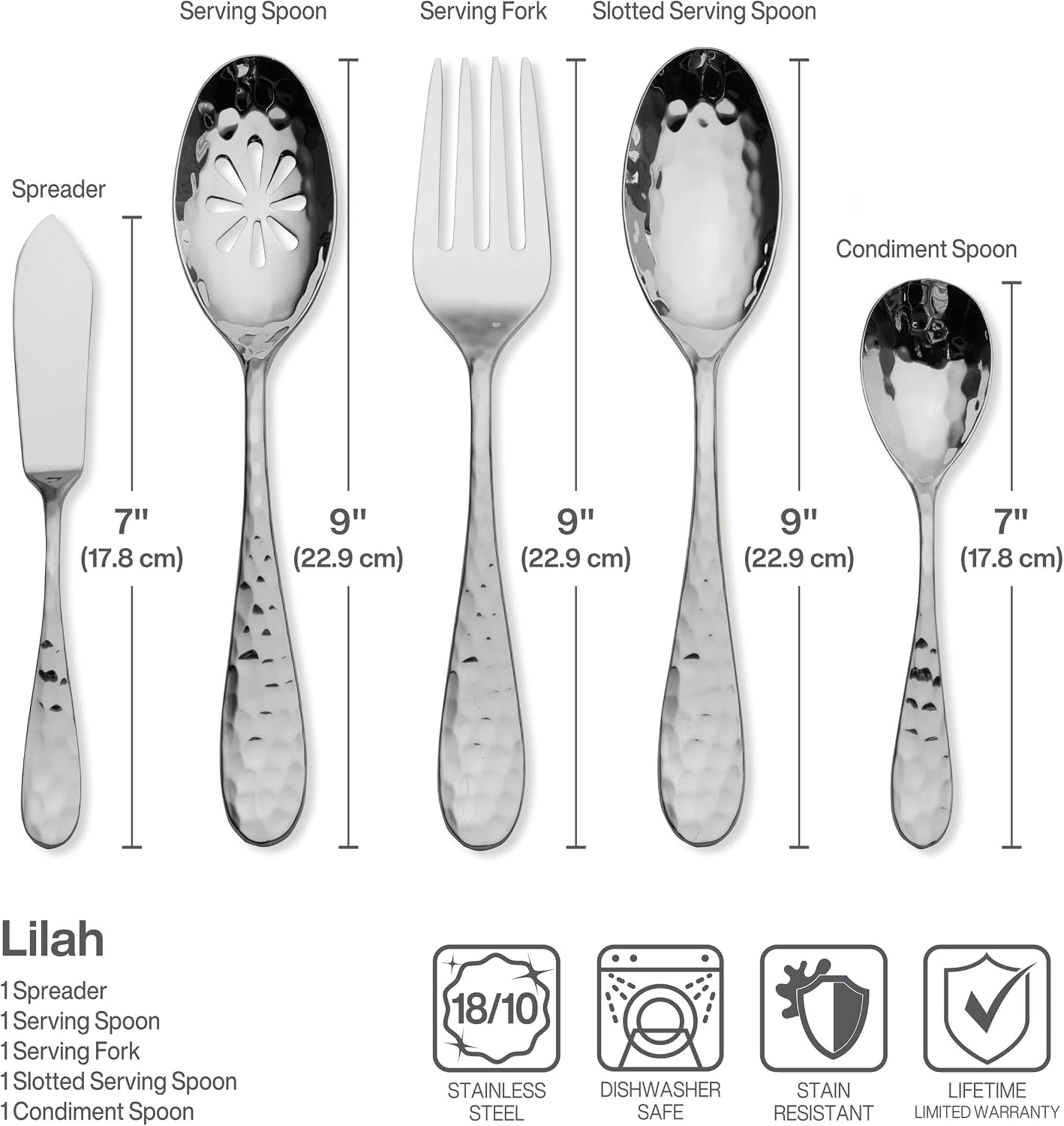 Mikasa Harmony 45-Piece Silverware Set, 18/10 Stainless Steel Cutlery for 8, Includes Forks, Knives, Spoons, and 5-Piece Serving Utensils Set