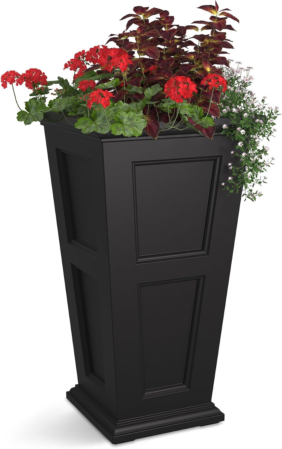 Mayne Fairfield 40in Tall Square Planter, Black | Indoor/Outdoor, All season, Fade resistant, 15-year warranty