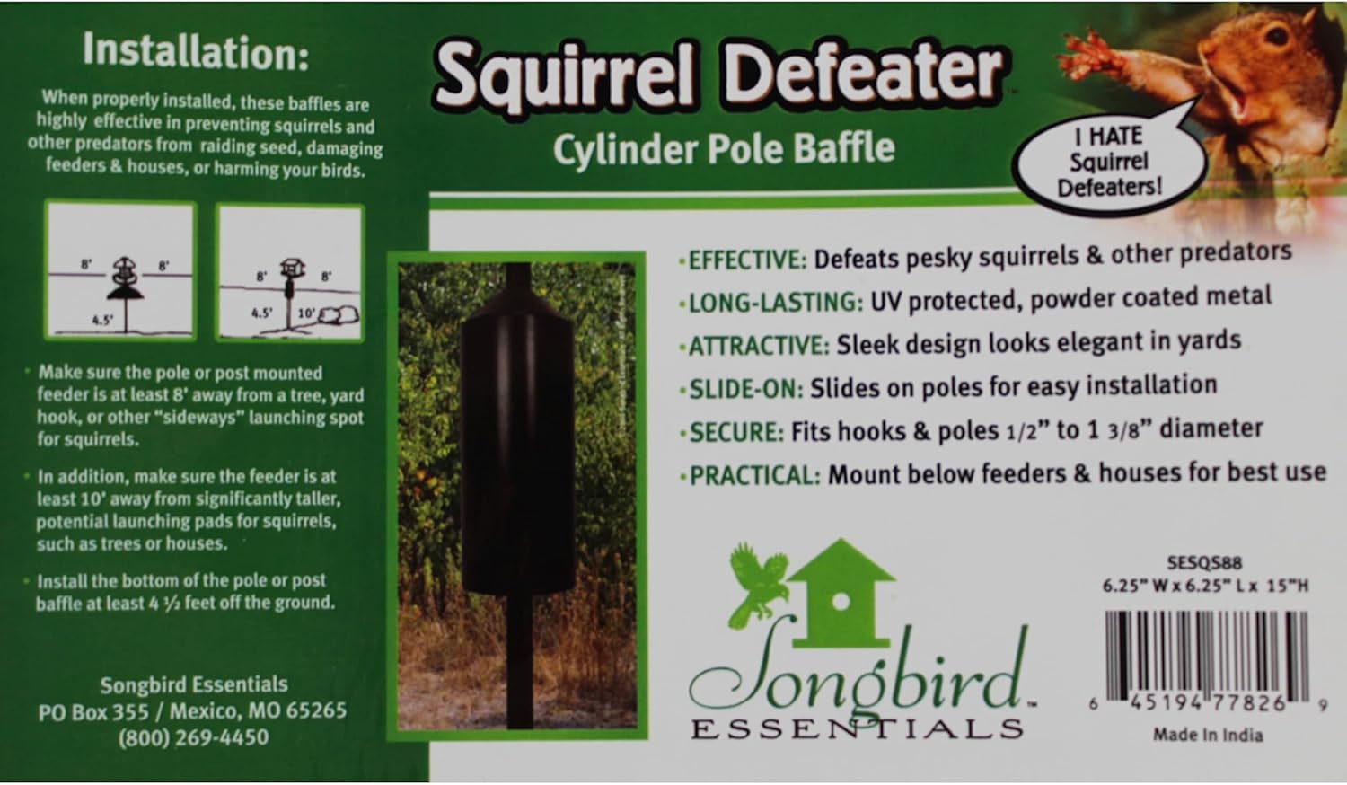 Wrap Around Pole Baffle, Squirrel Guard for Bird Feeder Poles | Wrap Around Design; Pole Mount Baffle; Squirrel Guard; Feeder Protection