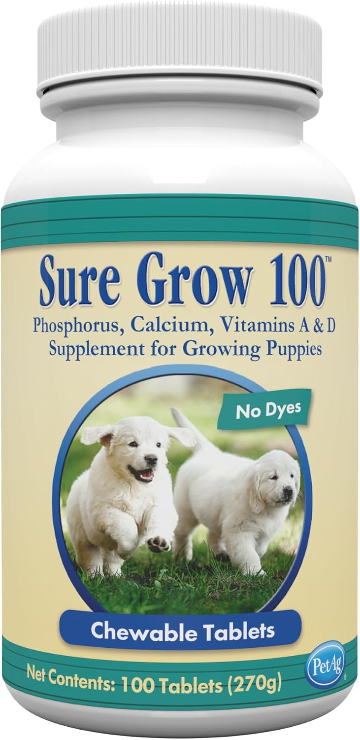 PetAg Sure Grow 100 - Promotes Optimal Bone Development in Puppies Eight Weeks and Older - with Calcium, Phosphorus