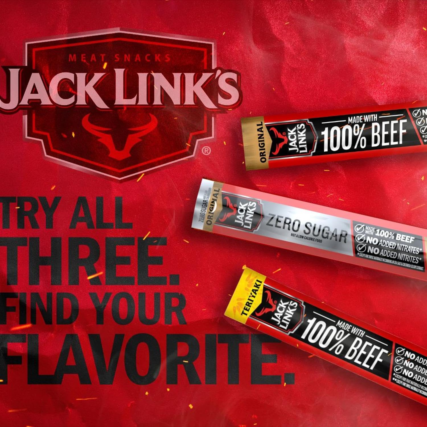 Jack Link's Original Beef Jerky Sticks - Made with 100% Real Beef - Ready to Eat Real Meat Protein Snacks - 6g Protein per Serving - 0.92 oz Meat Stick, 20 Count