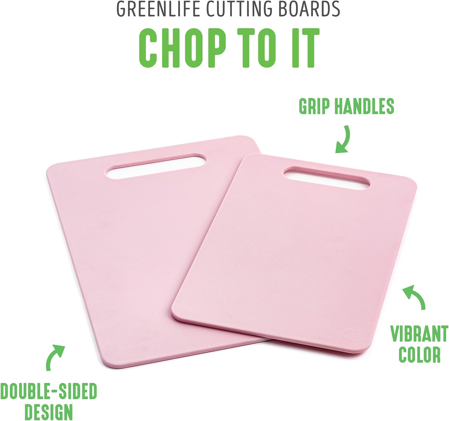 GreenLife Cutting Board Set 8x12" & 10x14", Extra Durable, Meal Prep, Non-Slip, Grip Handles, Crack Resistant, Dishwasher Safe, Reversible, Versatile Kitchen Essentials, Turquoise