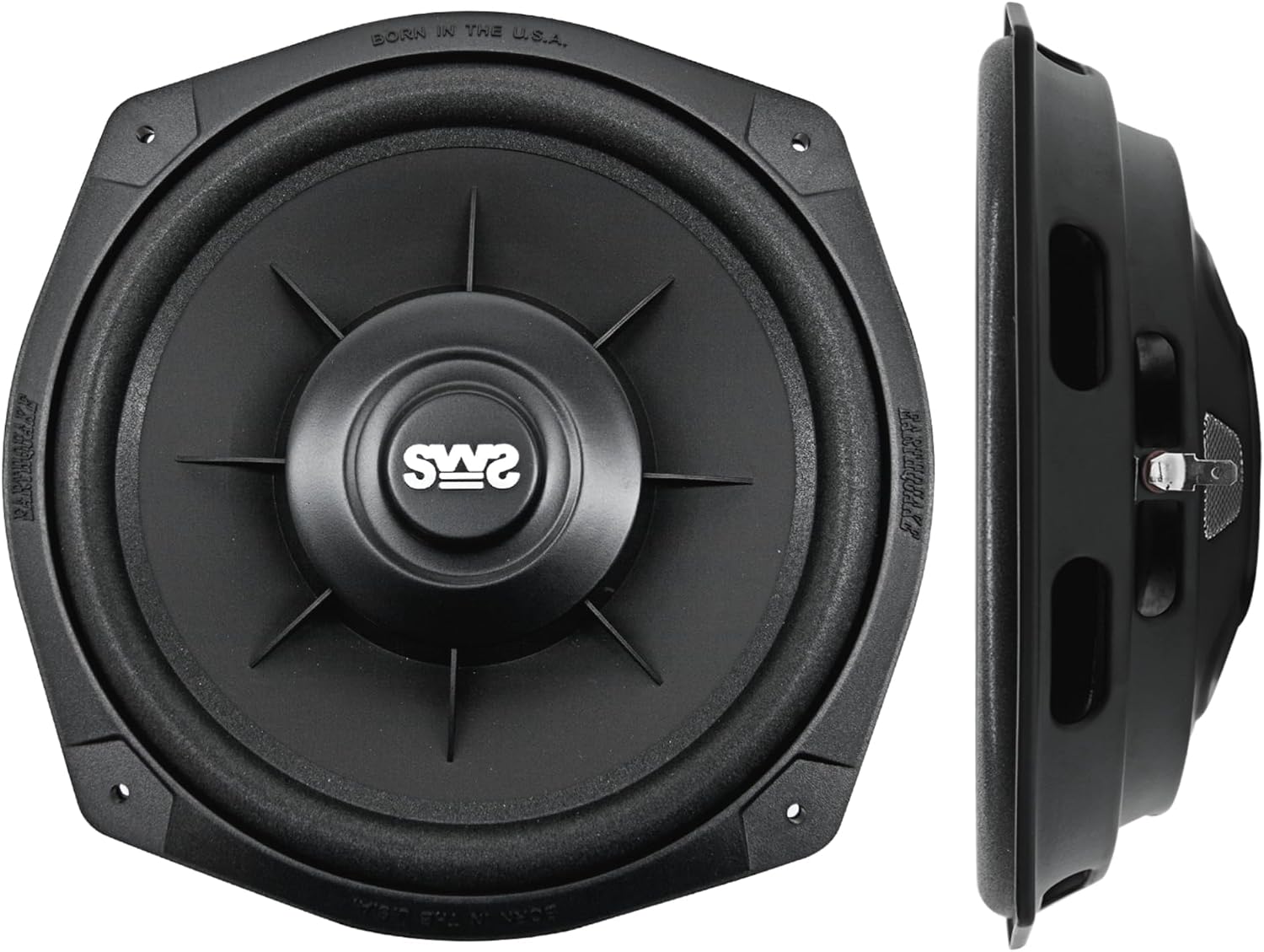 Earthquake Sound i82SWS 8-inch Shallow Woofer System Under-the-Seat Subwoofers with Gaskets, 2-Ohm (Pair)