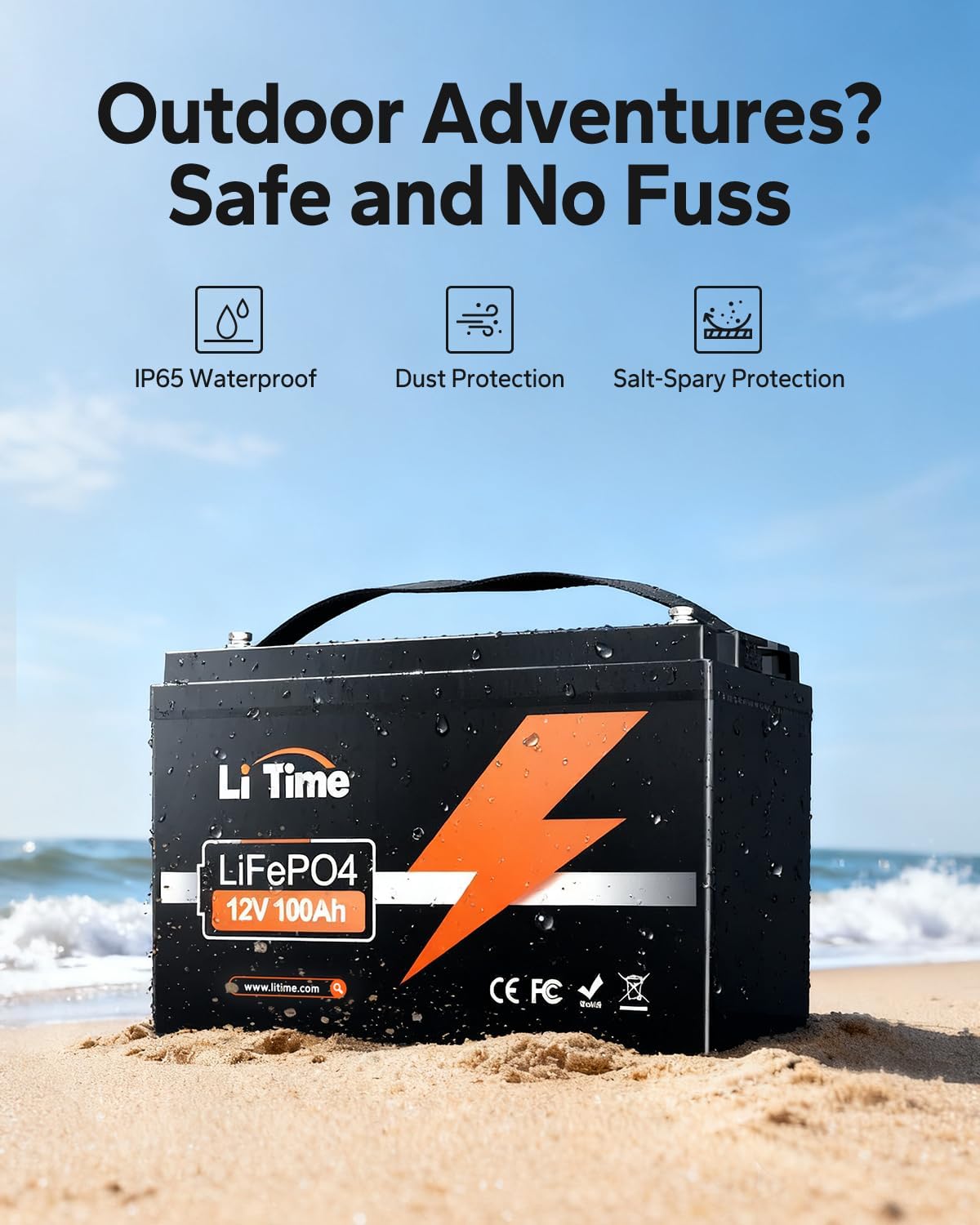 Litime 12V 50Ah LiFePO4 Trolling Motor Battery for Marine RV Solar Camper