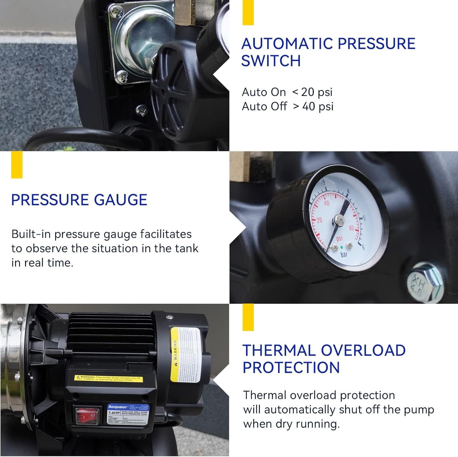 115V Shallow Well Garden Pump, Stainless Steel, Automatic Water Booster Jet Pump 1320 GPH, for Irrigation, Home, Garden, Lawn