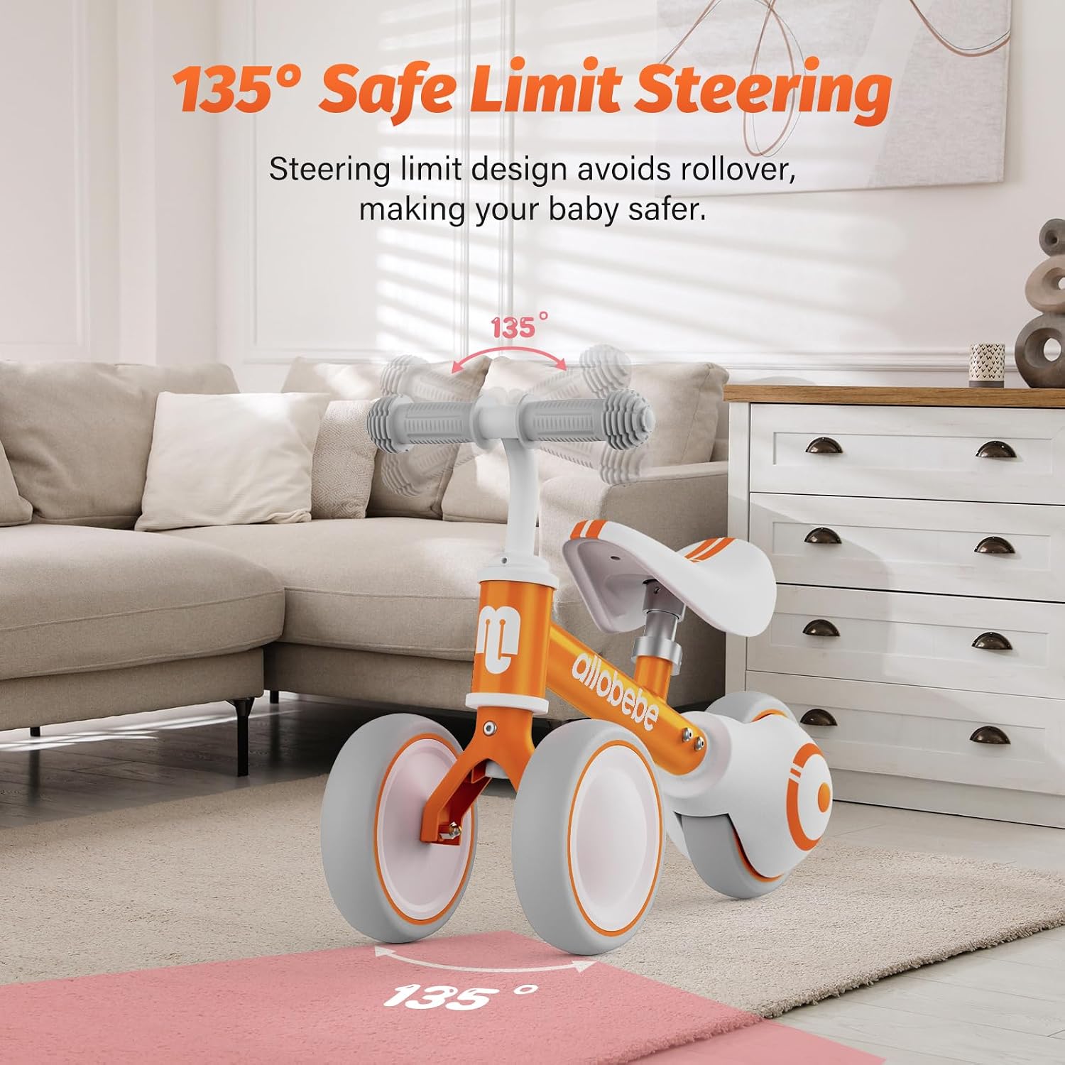 Baby Balance Bike, Cute Toddler Bikes 12-36 Months Gifts for 1 Year Old Girl Bike to Train Baby from Standing to Running with Adjustable Seat Silent & Soft 3 Wheels