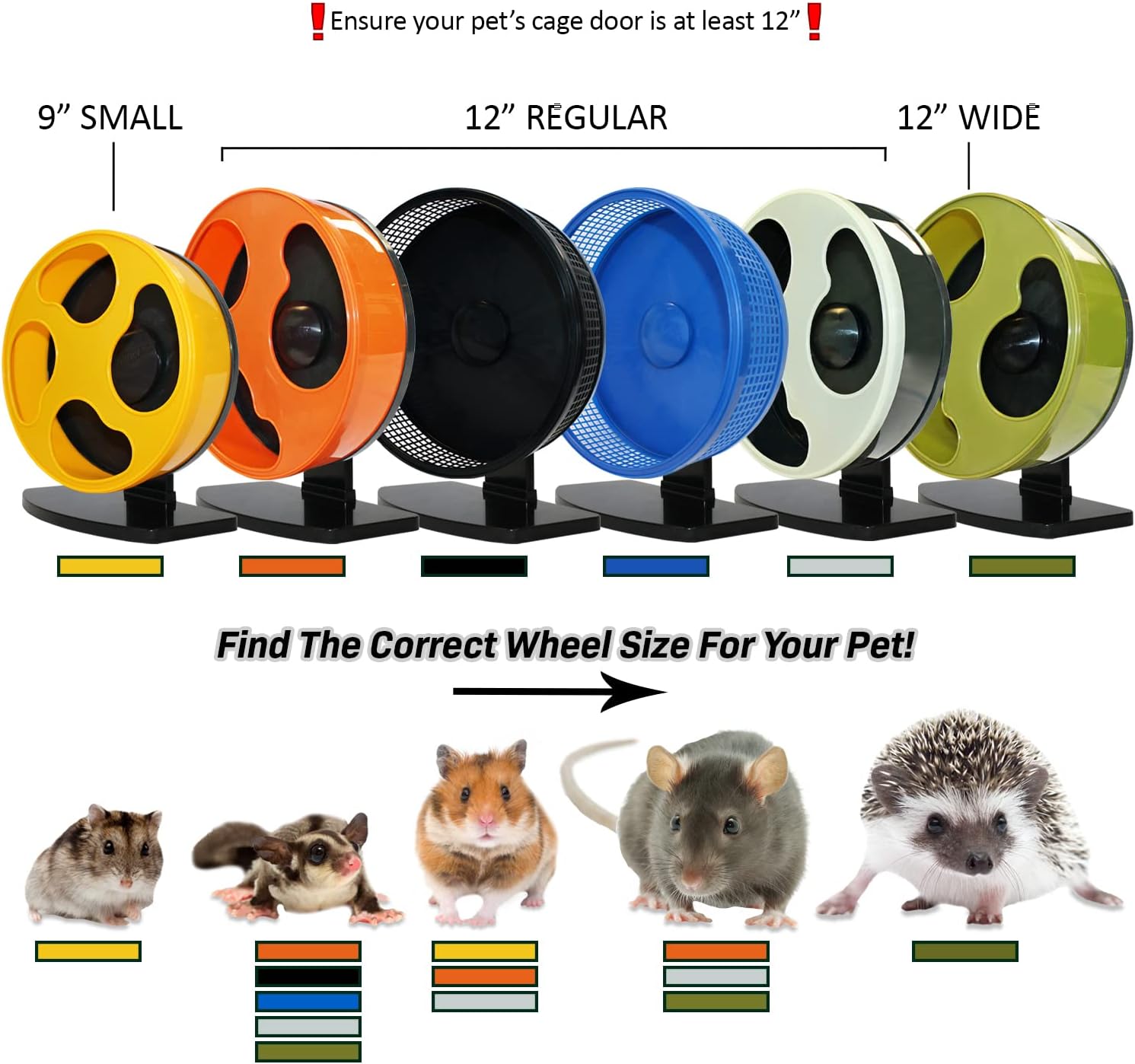 Exotic Nutrition Silent Runner Glow Wheel - 12" Regular - Silent, Fast, Durable Exercise Wheel - Sugar Gliders, Hamsters, Female Rats