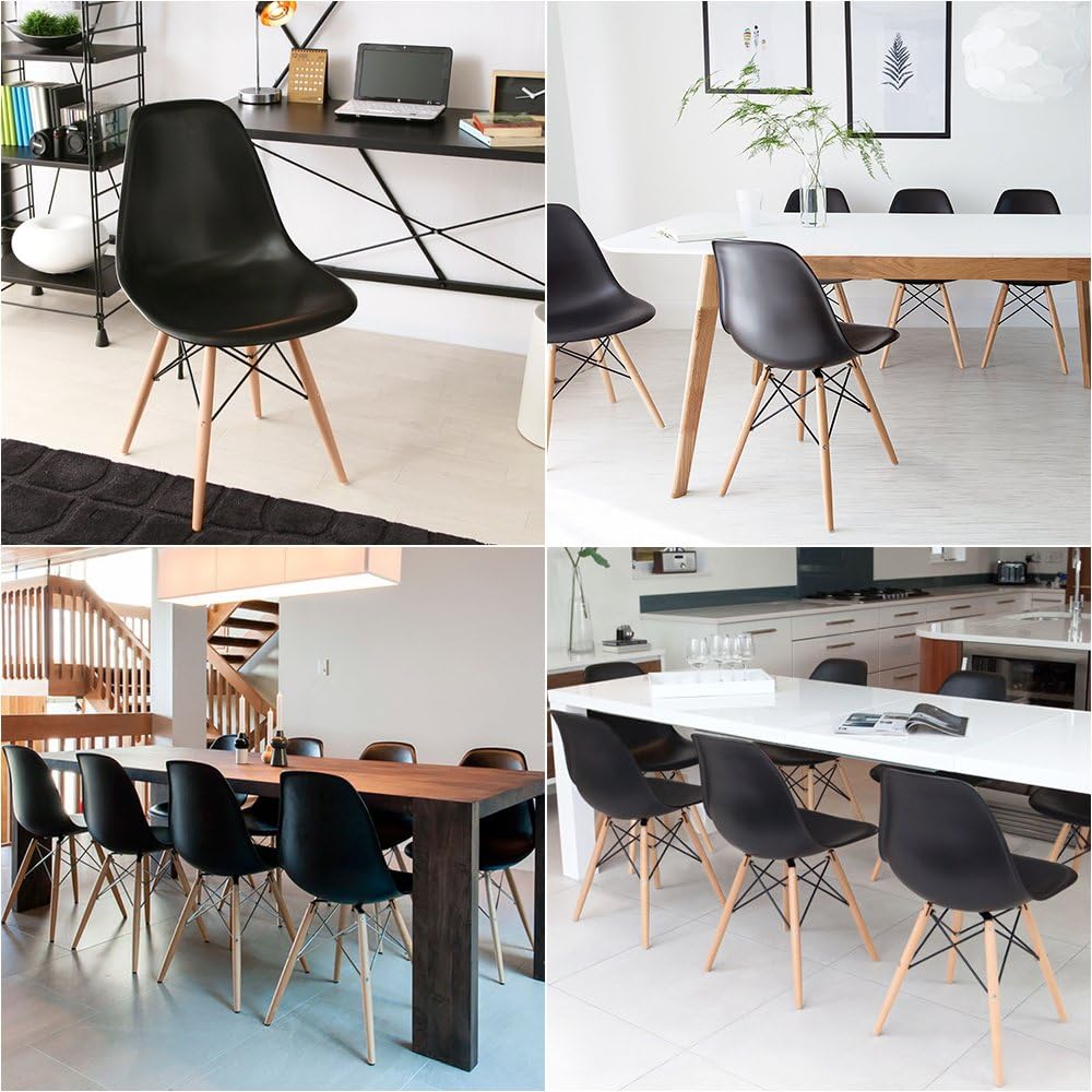 Furmax Modern Style Dining Chair Mid Century Modern DSW Chair, Shell Lounge Plastic Chair for Kitchen, Dining, Bedroom, Living Room Side Chairs Set of 4(White)