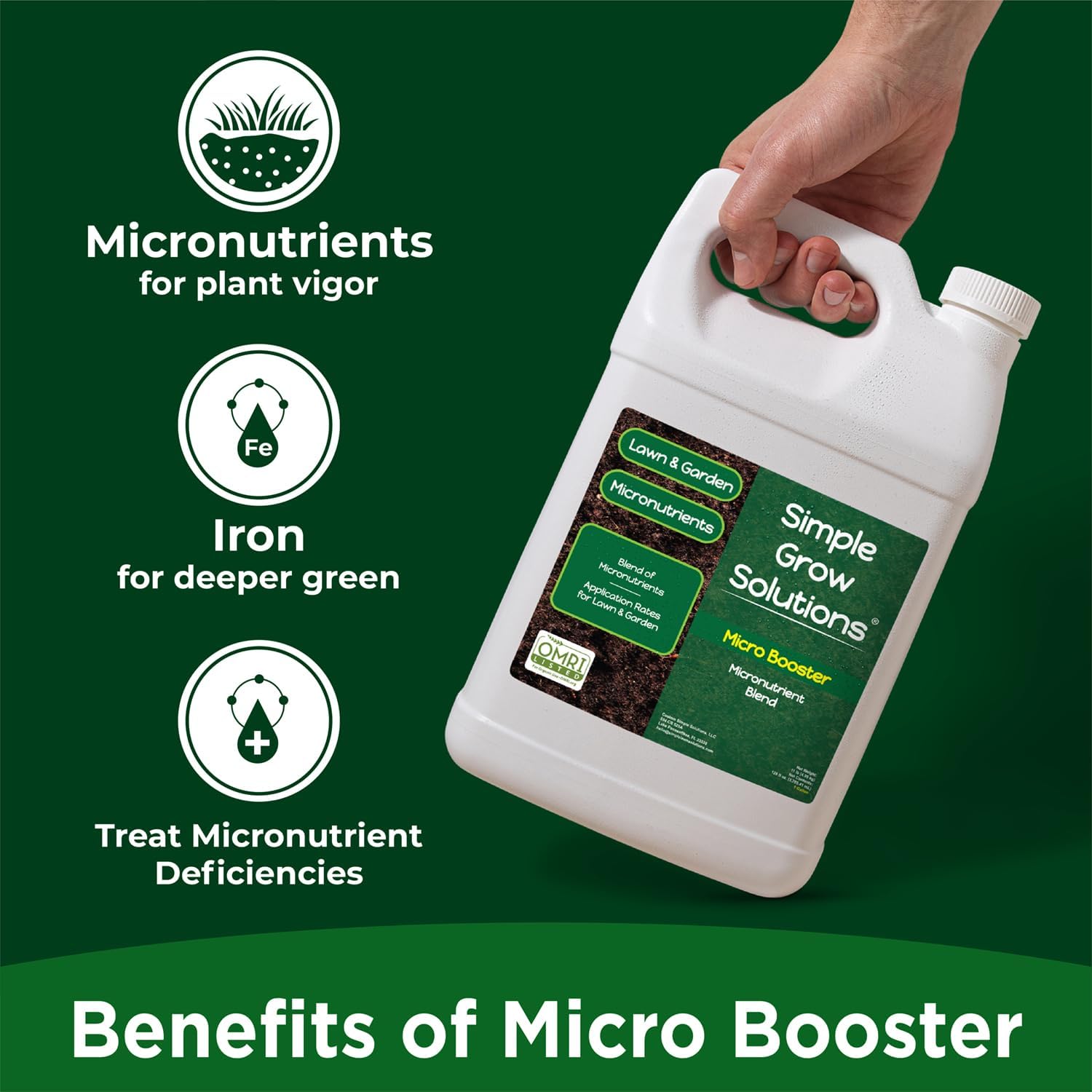Organic Micronutrient Booster- Complete Plant & Turf Nutrients- Simple Grow Solutions- Garden & Lawn Fertilizer- Grower, Gardener- Liquid Food for Grass, Tomatoes, Flowers, Vegetables (32 Ounce)