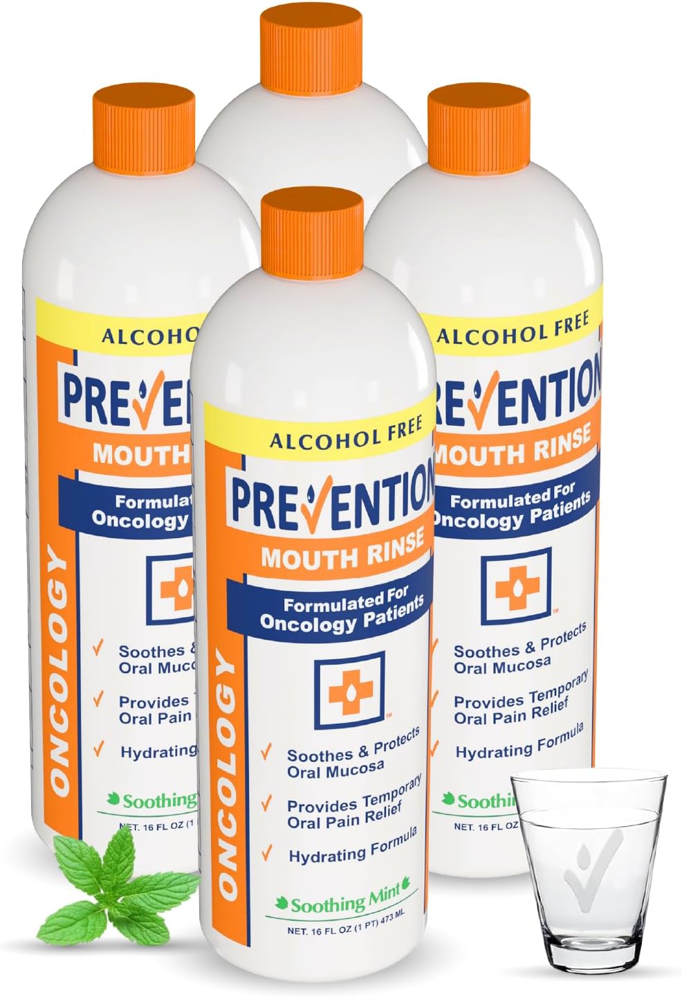 Prevention Oncology Mouthwash, Alcohol Free, Hydrogen Peroxide 16 oz 1-Pack | Specially Formulated Rinse for Oncology Treatment, Soothing, Gentle, Moisturizing Relief of Dry Mouth & Mouth Sores