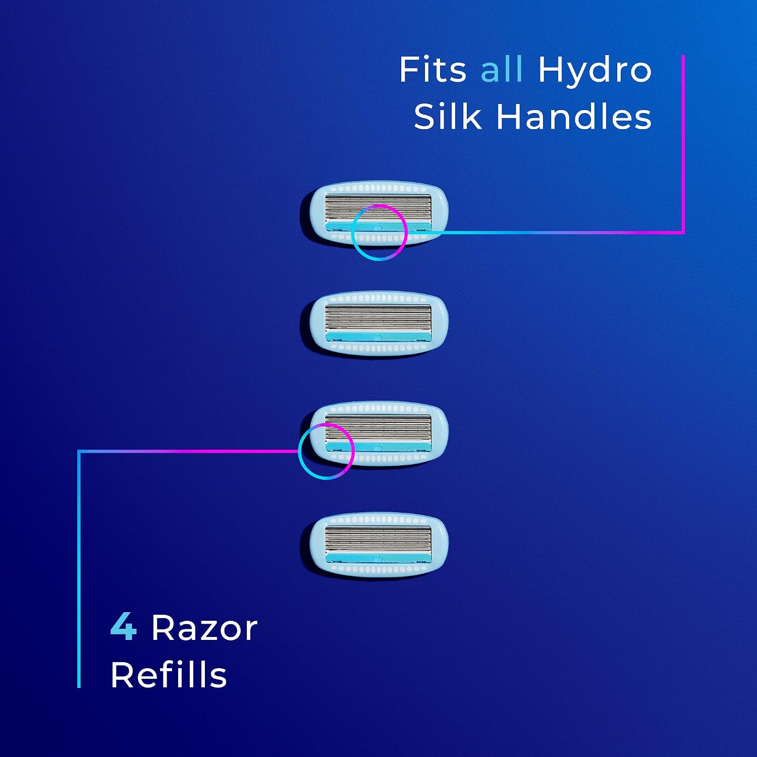 Schick Hydro Silk Moisture Razor Blade Refills, 4 Count | 5-Blade Moisturizing Razors for Women | Womens Moisturizing Razor Refills