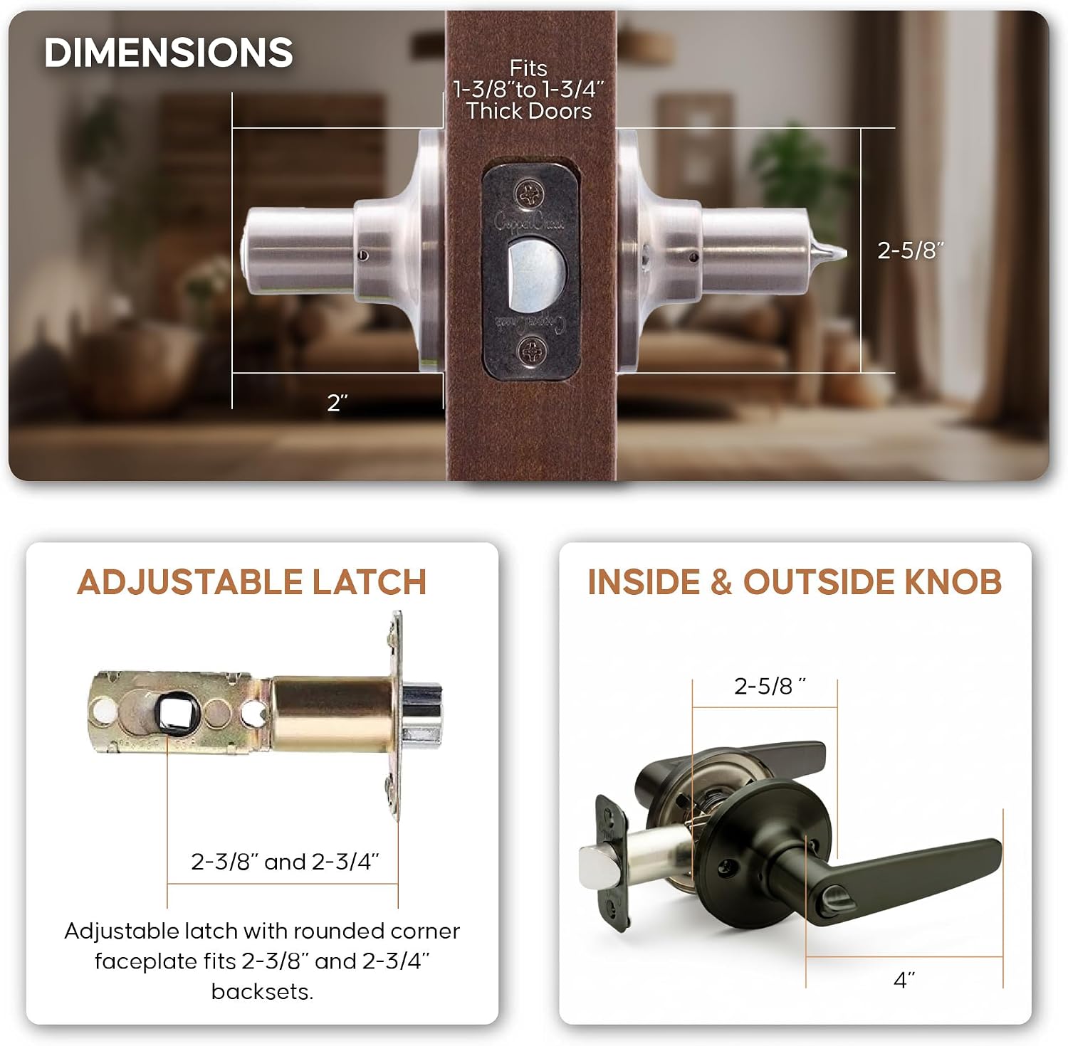 Copper Creek DL1231SS Daley Push Button Privacy Door Lever, Satin Stainless