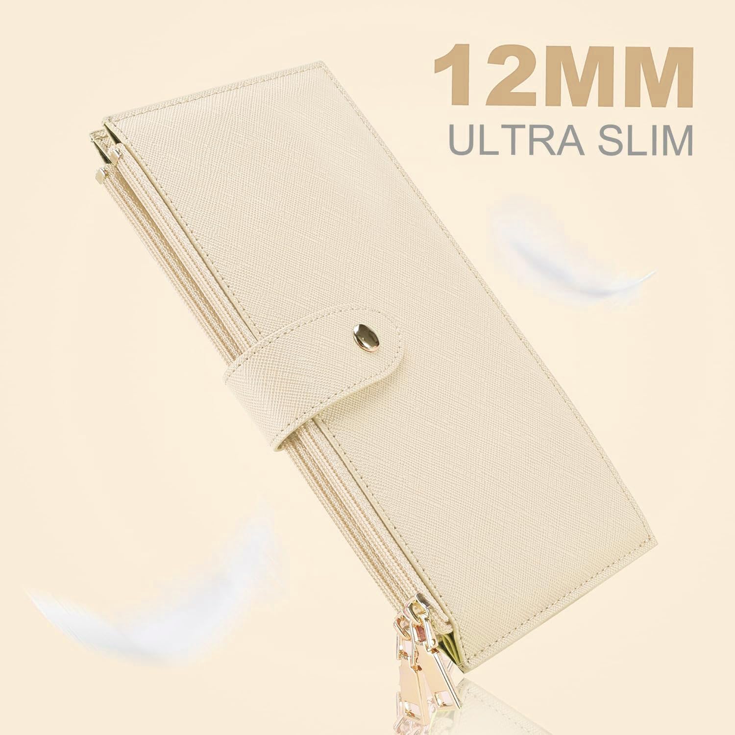 Travelambo RFID Wallet Women Large Size Bifold Multi Card Wallet Case with Zipper Pocke Credit Card Holder for Women