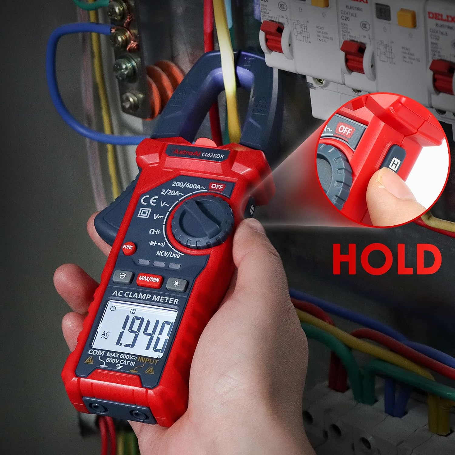 AstroAI Digital Clamp Meter Multimeter 2000 Counts Amp Voltage Tester Auto-ranging with AC/DC Voltage, AC Current, Resistance, Capacitance, Continuity