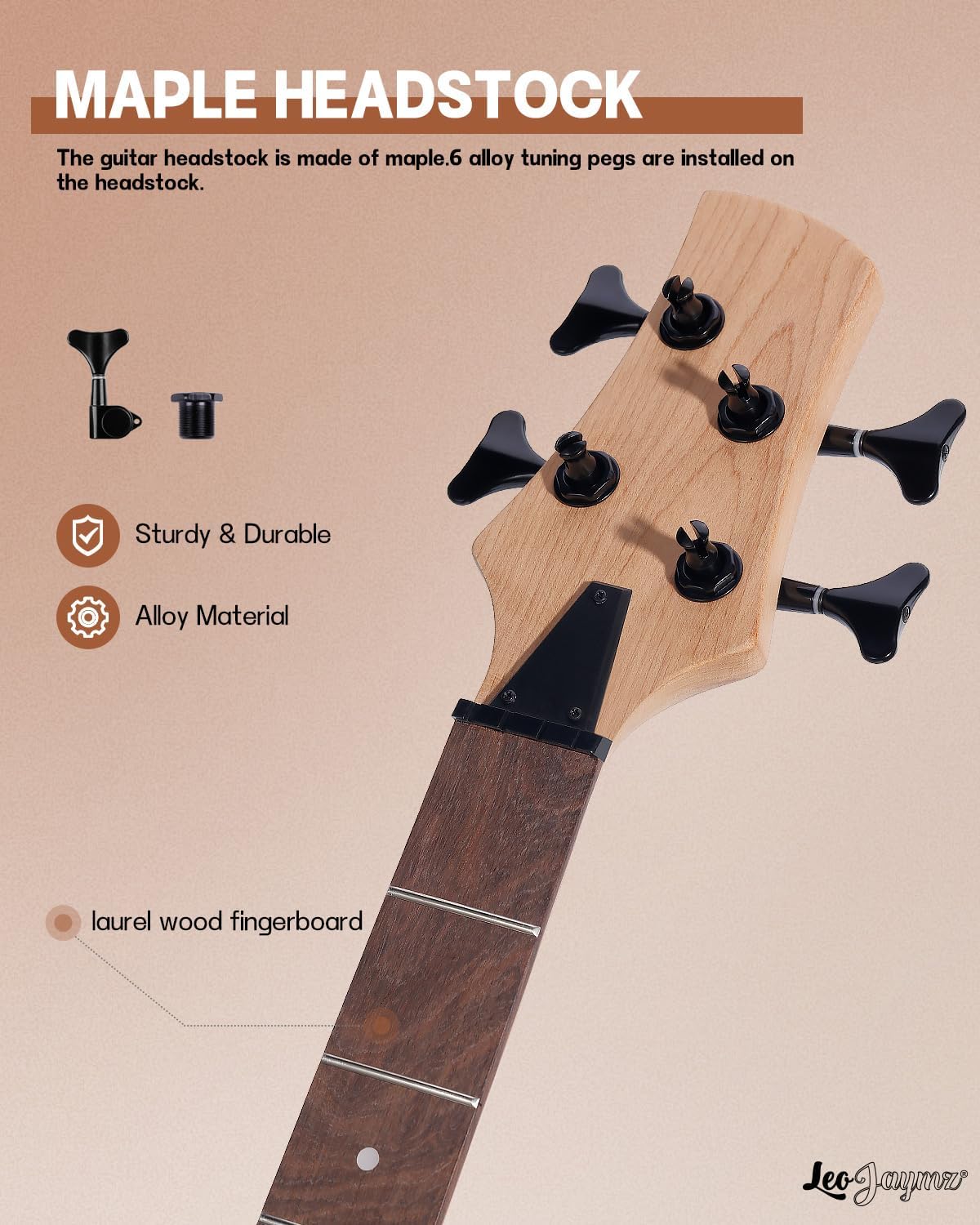 Leo Jaymz DIY Electric Bass Guitar Kit Mahogany Body Maple Neck (AX)