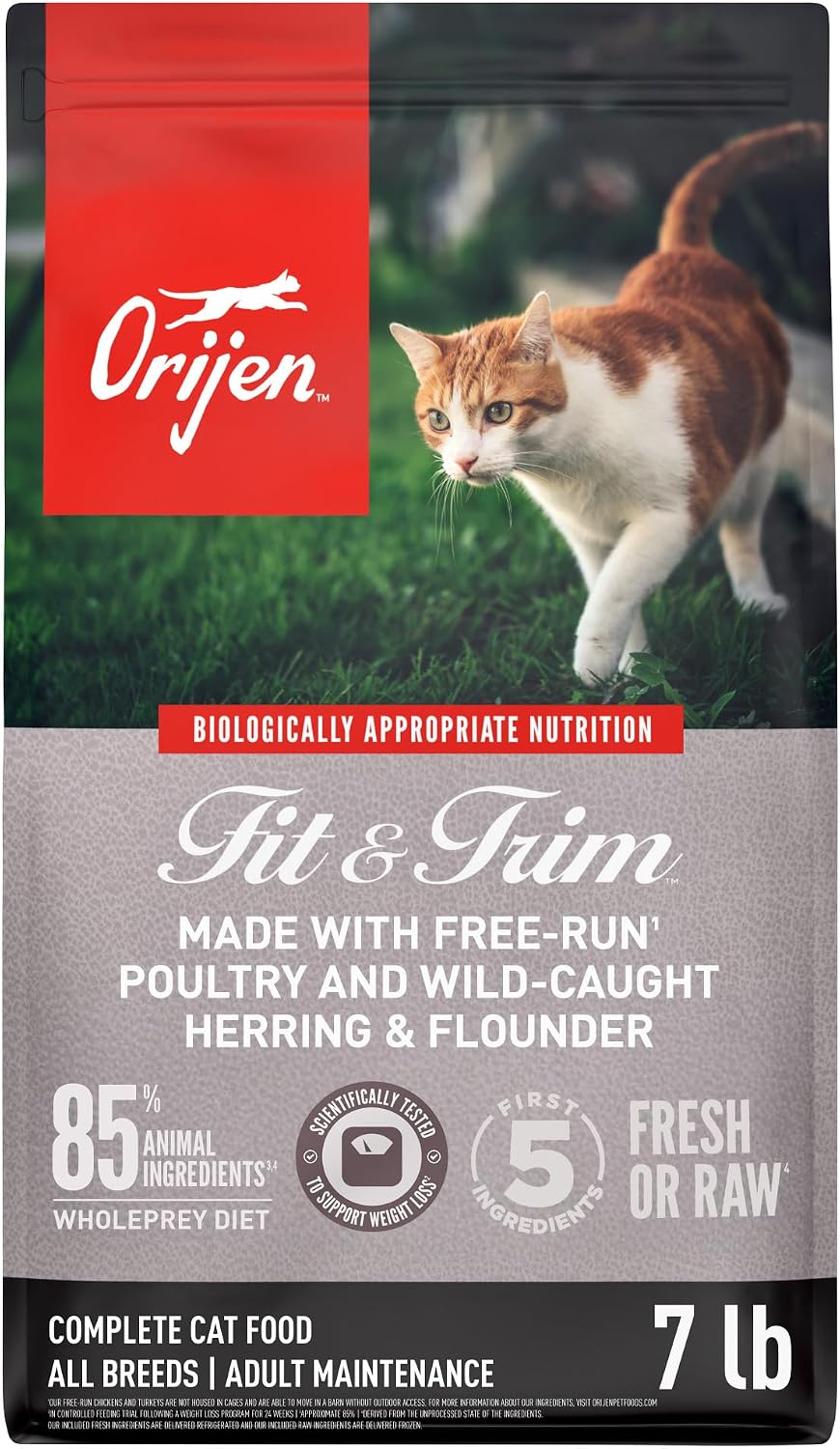 ORIJEN Grain Free WHOLEPREY Dry Cat Food Original Recipe 4lb. Bag | 90% Animal Ingredients, Freeze Dried, Fresh or Raw Ingredients, High Protein, Heart Health, Free-Run Poultry