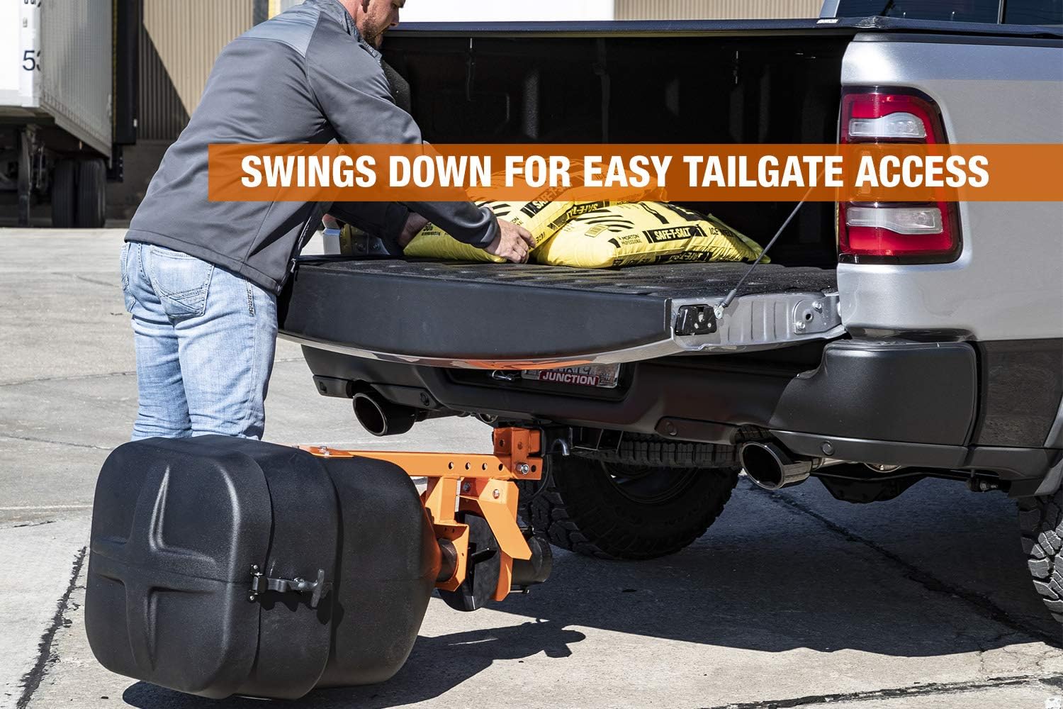 Buyers Products SaltDogg TGSUV1B Tailgate Salt Spreader, 4.4 Cu Ft / 331 lb Capacity, Hitch Mount, for SUV & Pickup Truck, Gravity Feed w/ Manual Gate