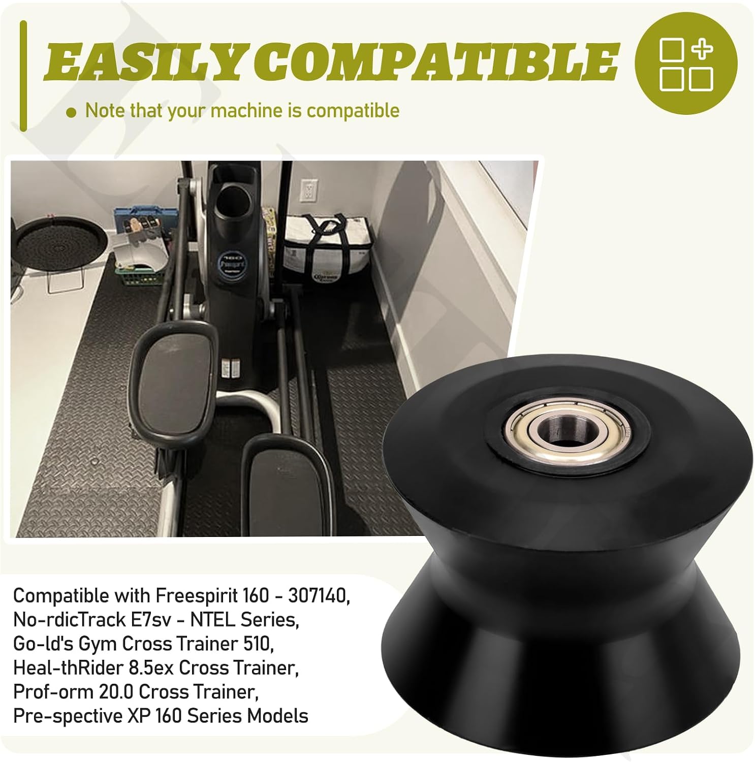 238880 Elliptical Leg Roller Compatible with NordicTrack E7sv - NTEL Series, Gold's Gym 510, HealthRider 8.5ex, Proform 20.0