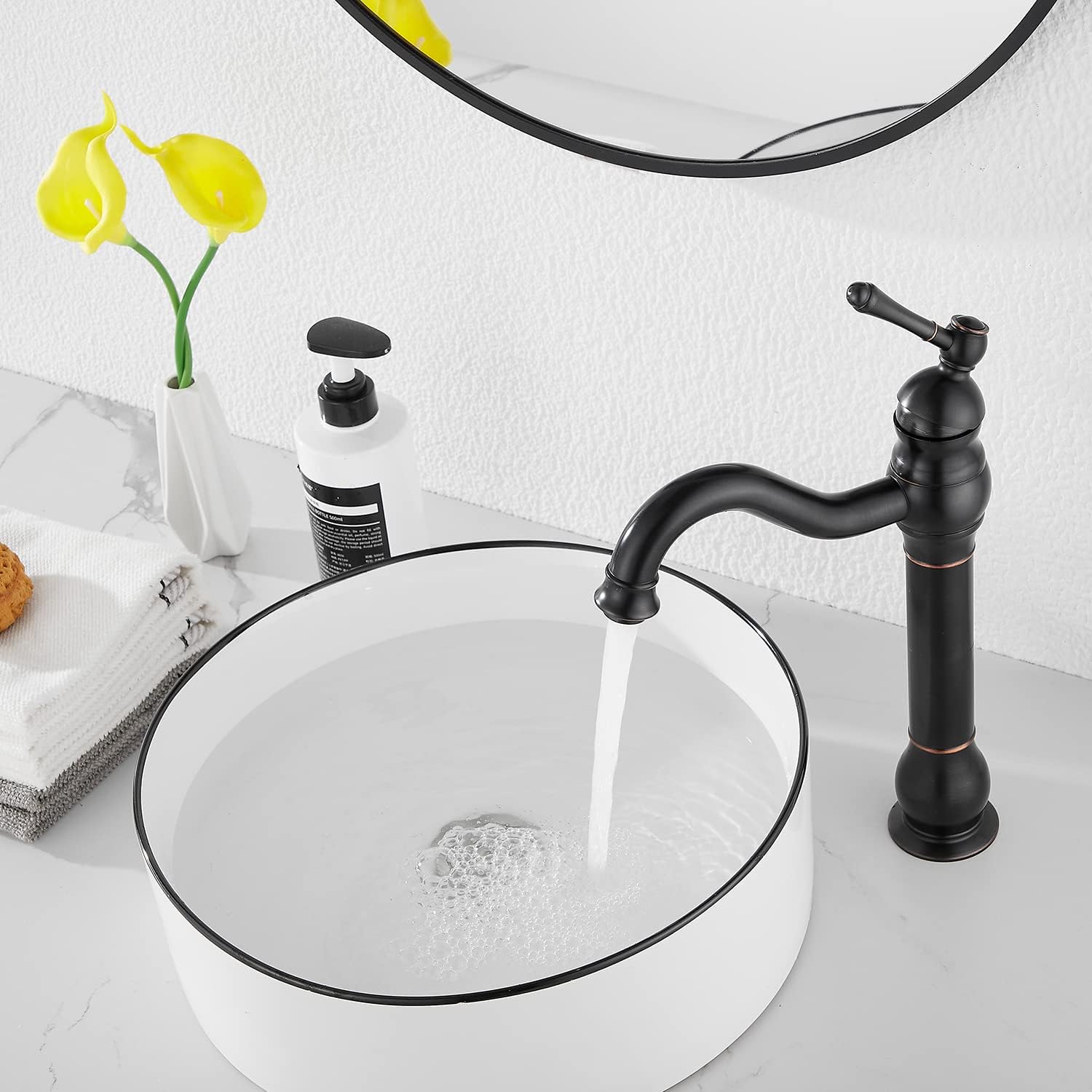 Oil Rubbed Bronze Bathroom Faucet Single Handle One Hole