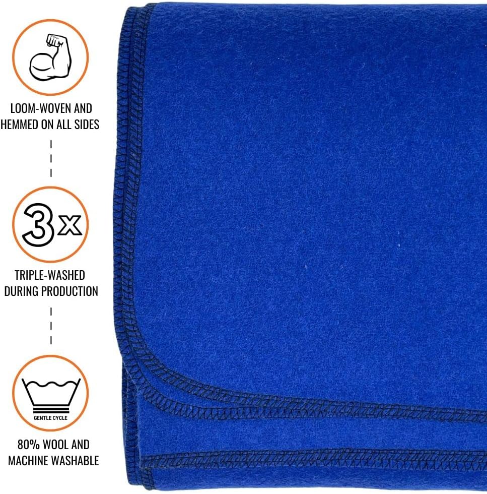 Arcturus Military Wool Blanket - Warm, Thick, Washable - Great for Outdoors, Camping, Stadium Blanket, Picnics, Travel - Car & Bushcraft Survival Kits