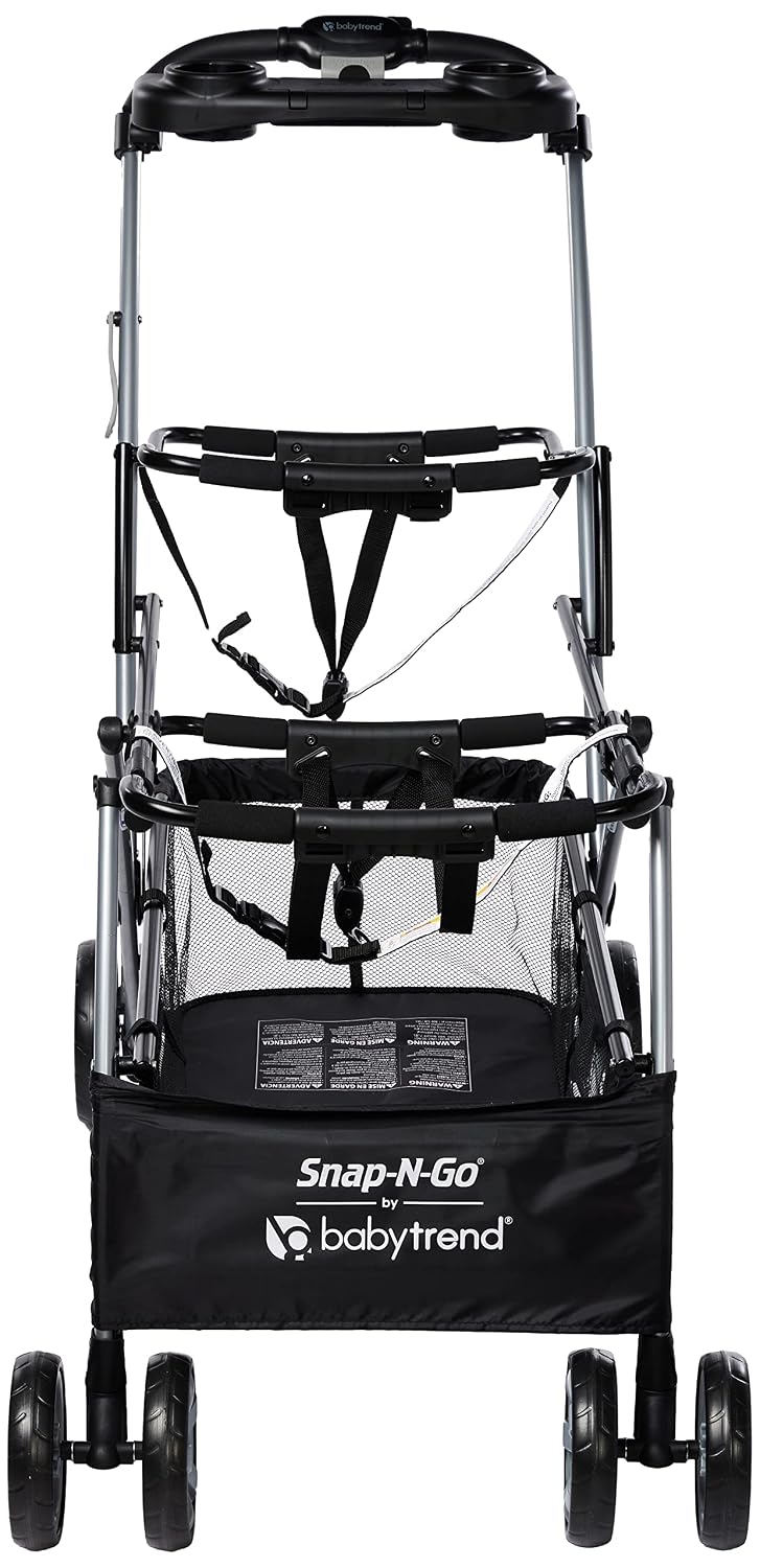 Baby Trend Snap N Go EX Polyester Lightweight Foldable Universal Single Infant Car Seat Carrier with 2 Cup Holder and Covered Compartment, Black
