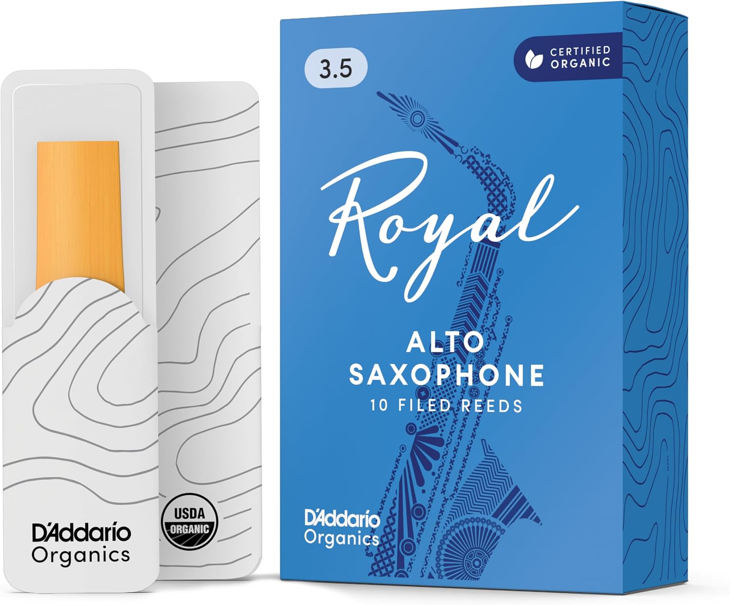D'Addario Organics Royal Alto Saxophone Reeds Strength 3.5, 10-Pack
